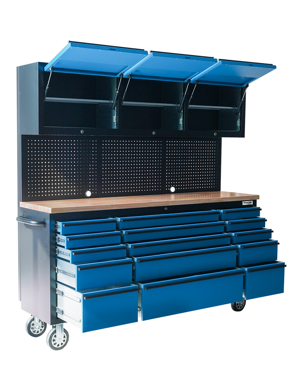 Foto 4 pulgar | Gabinete De Acero Inoxidable Color Azul 15 Cajones Y 3 Gabinetes Superiores