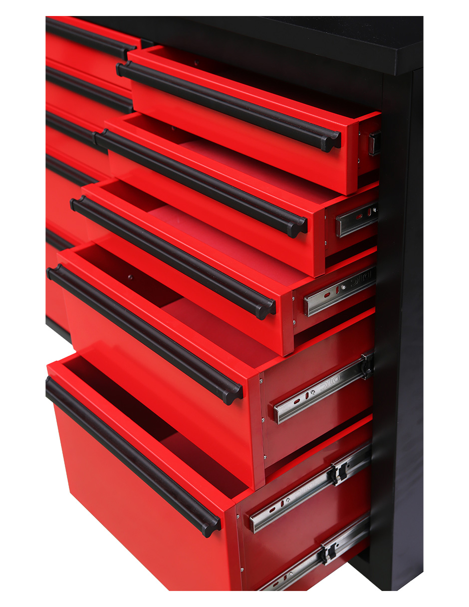 Foto 3 | Gabinete De Acero Inoxidable Color Rojo 15 Cajones Y 3 Gabinetes Superiores
