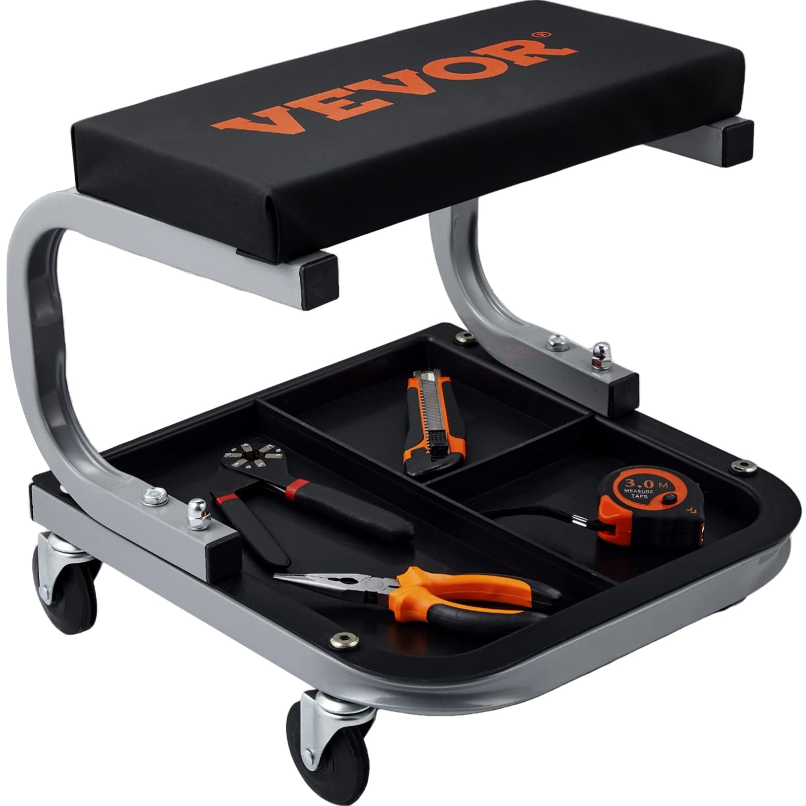 Asiento De Garaje O Taller Rolling Creeper Vevor, 113 Kg De Capacidad, Negro - Venta Internacional.
