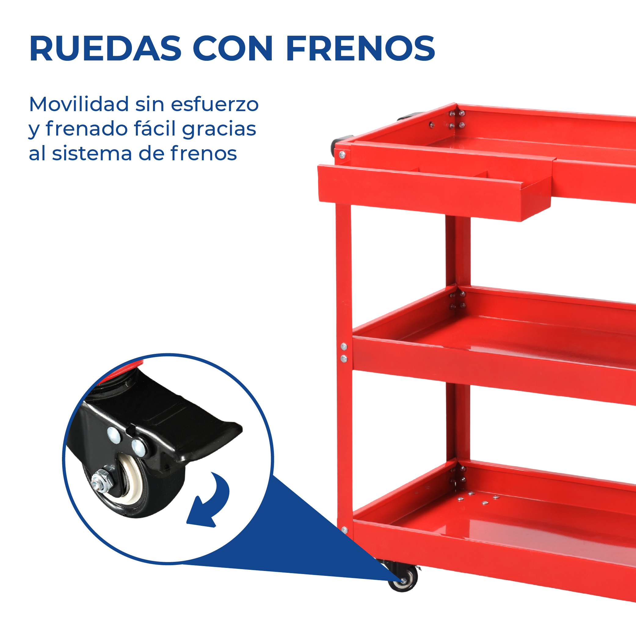 Foto 4 pulgar | Carrito Para Taller De Servicio Mecánico Organizador De Herramientas Con Ruedas Con 3 Niveles