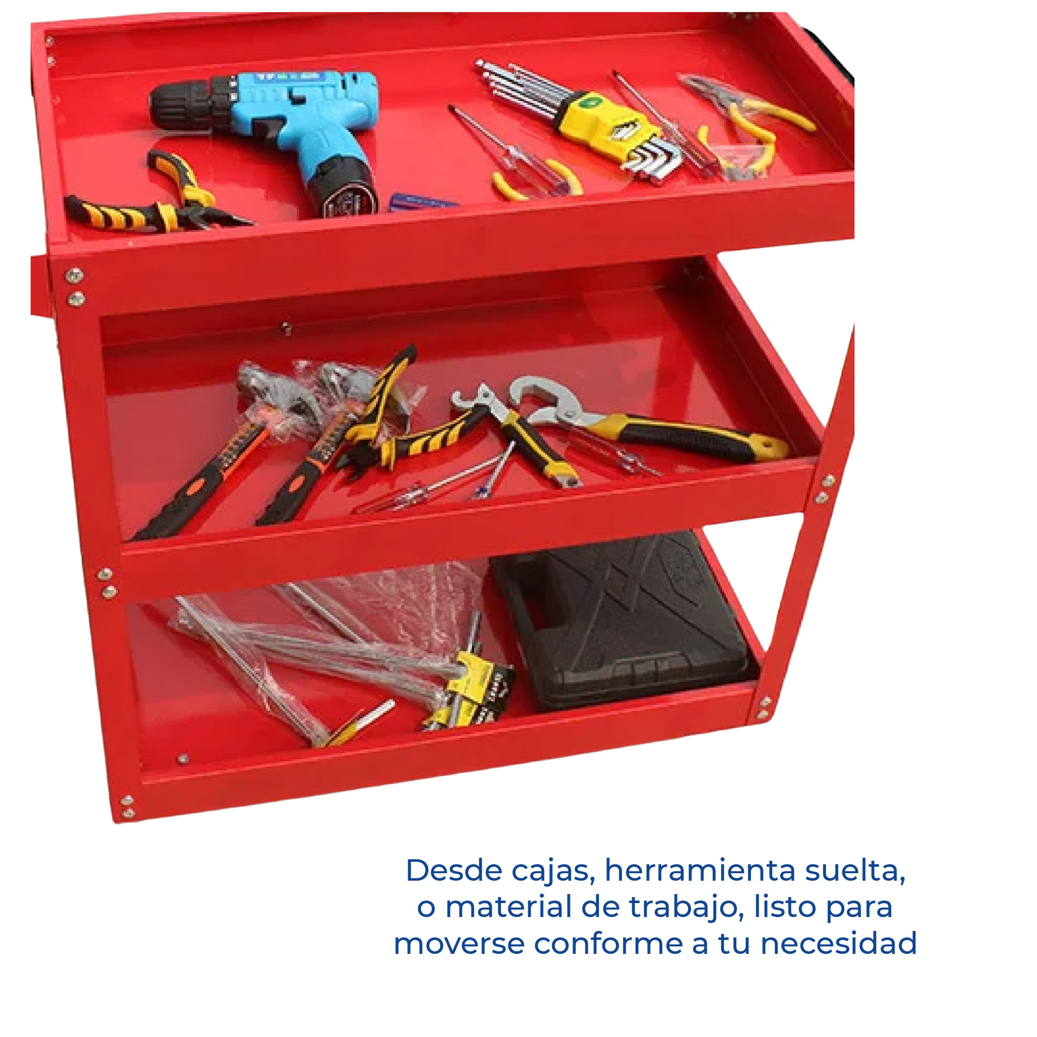 Foto 8 pulgar | Carrito Para Taller De Servicio Mecánico Organizador De Herramientas Con Ruedas Con 3 Niveles