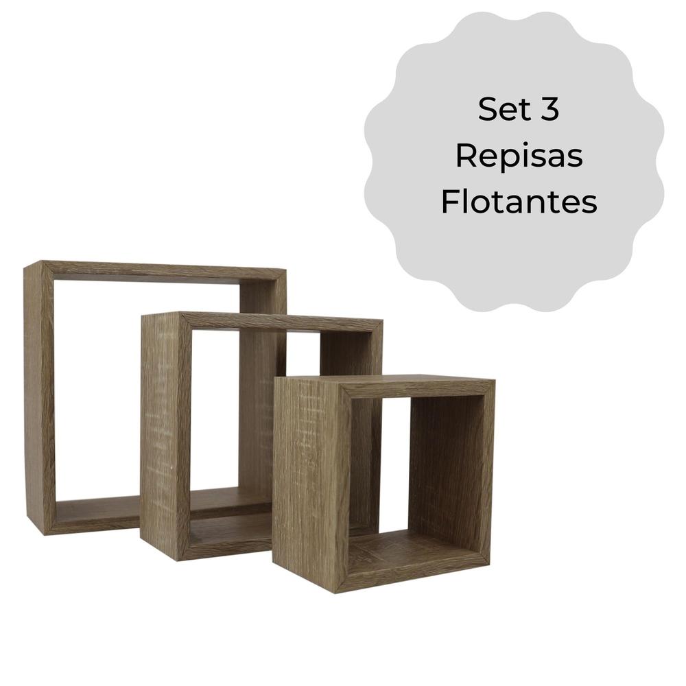 Foto 2 | Set Repisas Flotantes Ellegance Houseware FS39097 color Marrón Cuadradas 3 Piezas