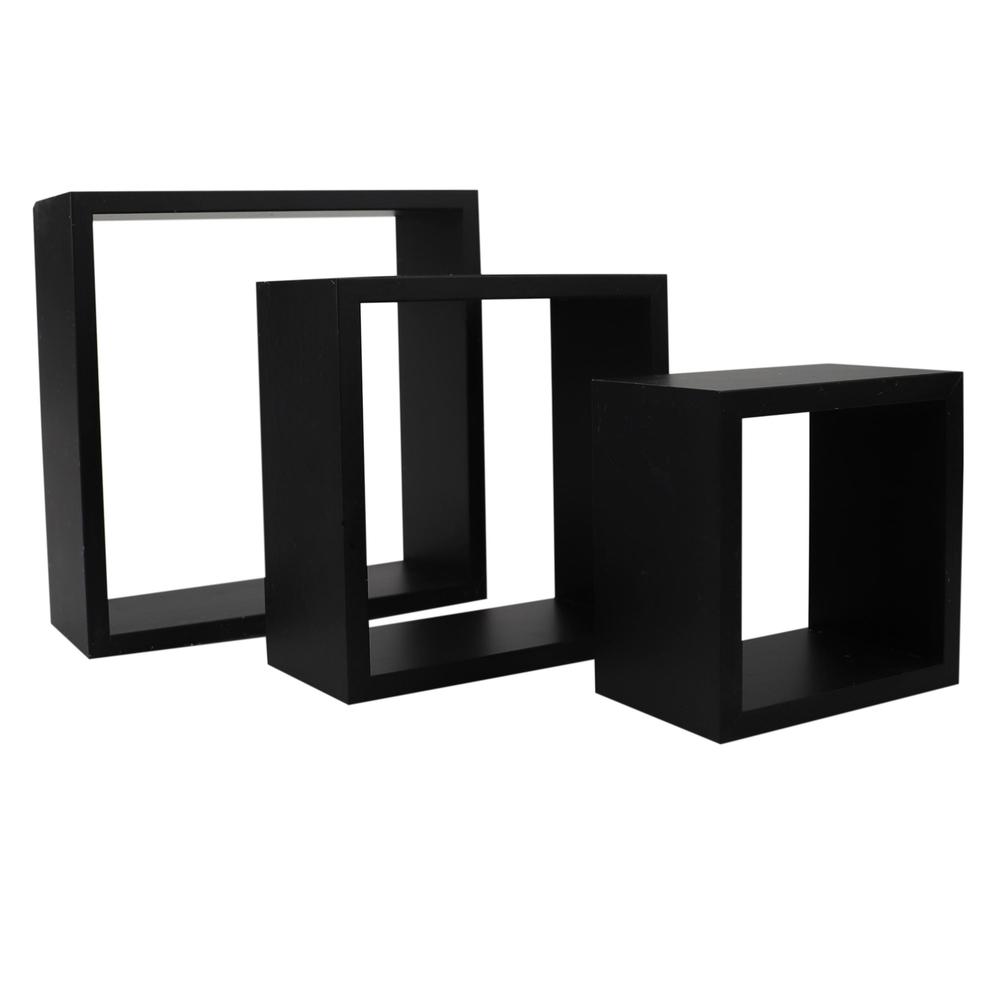 Foto 2 pulgar | Set Repisas Flotantes Ellegance Houseware FS39095 color Negro Cuadradas 3 Piezas