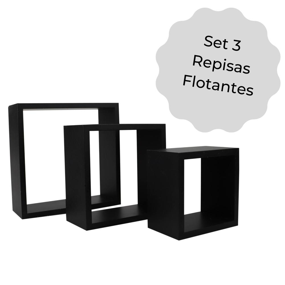 Foto 3 pulgar | Set Repisas Flotantes Ellegance Houseware FS39095 color Negro Cuadradas 3 Piezas