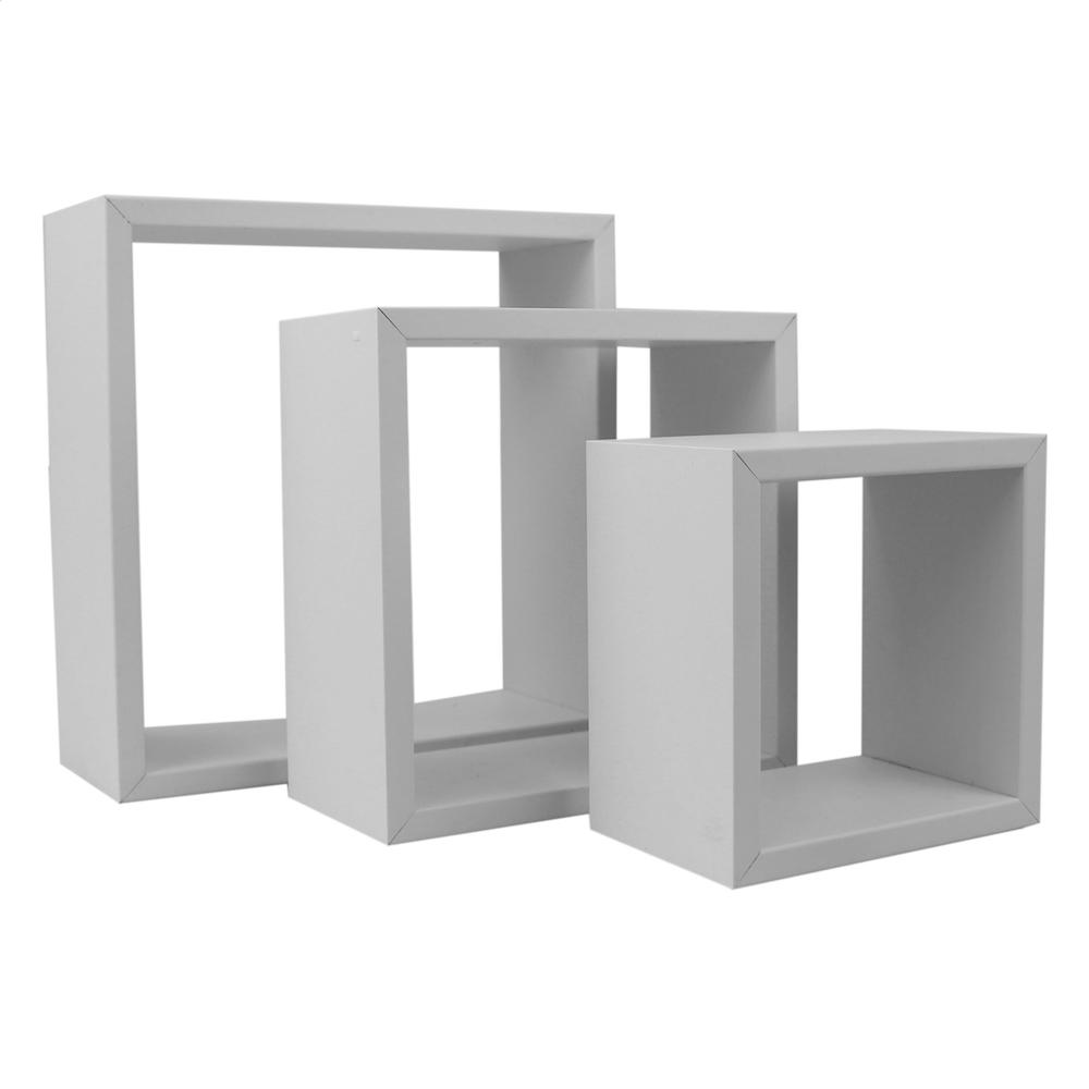 Set Repisas Flotantes Ellegance Houseware color Blanco FS39096 Cuadradas 3 Piezas