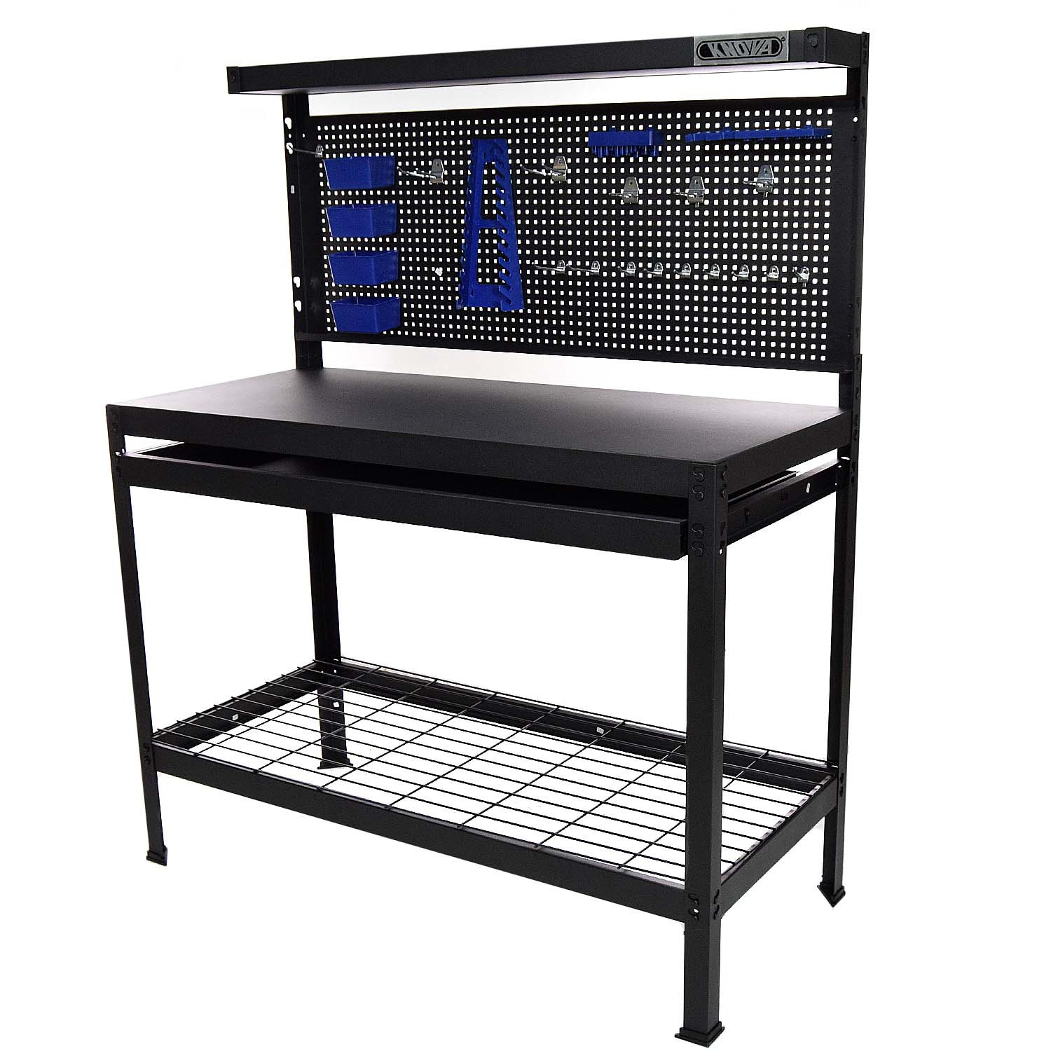Foto 1 | Mesa de Trabajo Multiusos KNOVA KN WB-48A color Negro Metálica para Taller 122 X 56 X 150 CM