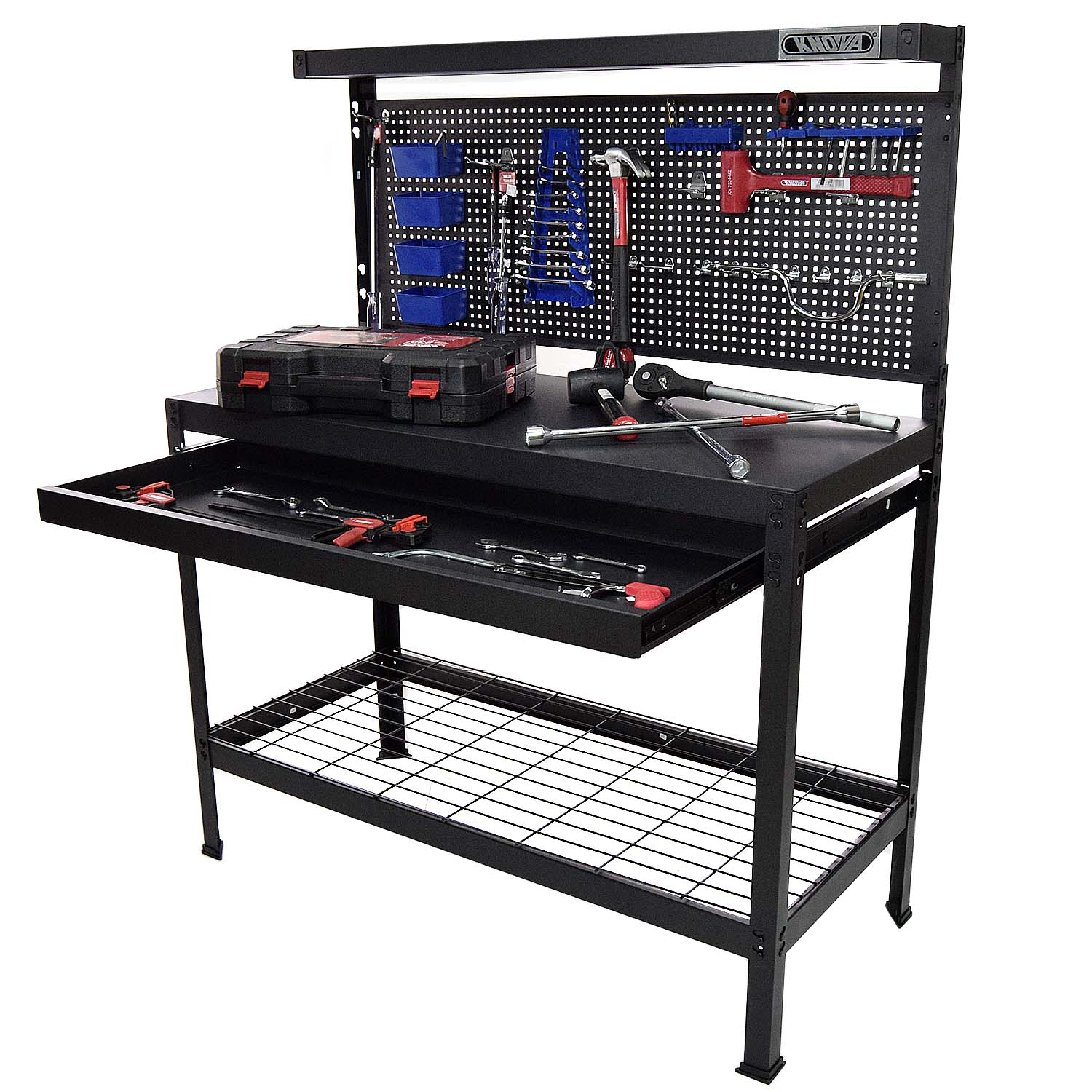 Foto 5 | Mesa de Trabajo Multiusos KNOVA KN WB-48A color Negro Metálica para Taller 122 X 56 X 150 CM