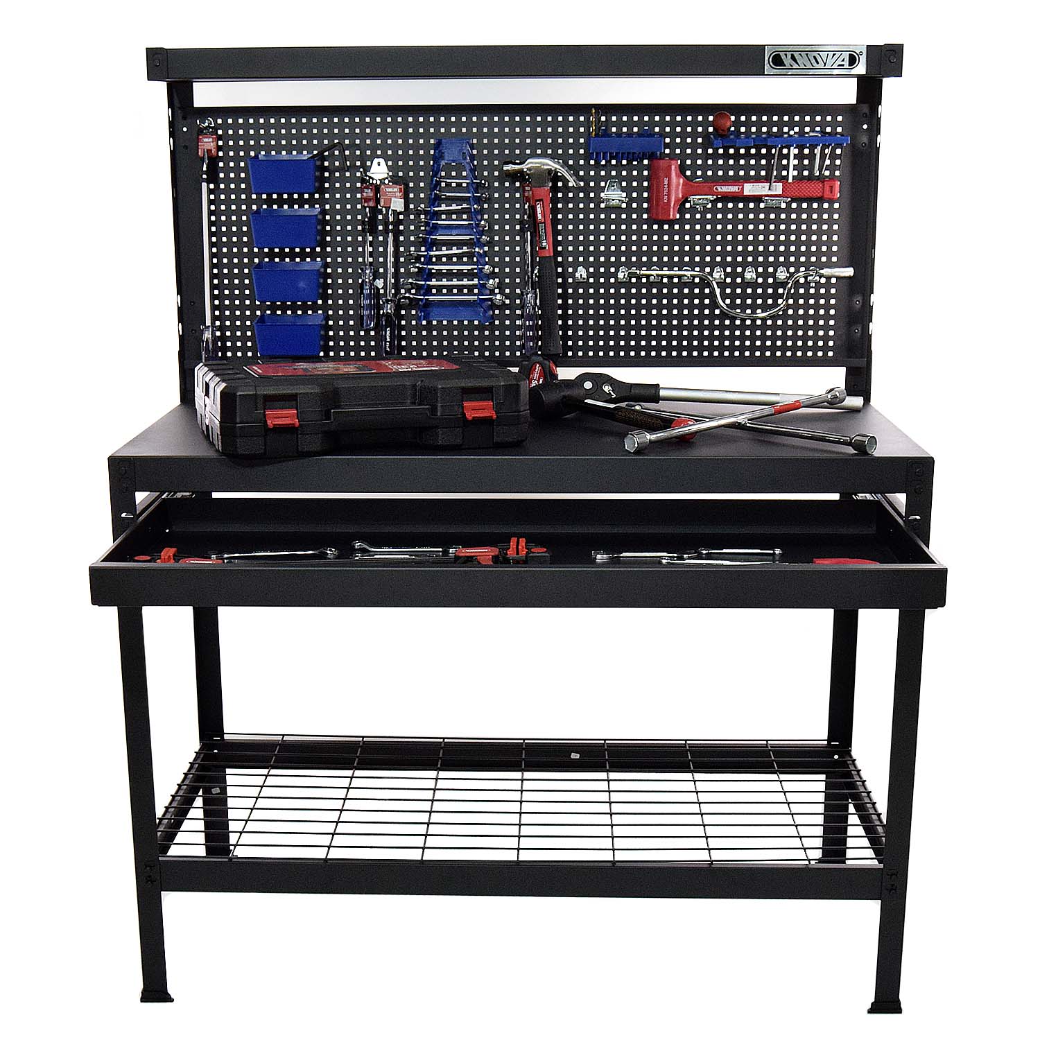 Foto 6 | Mesa de Trabajo Multiusos KNOVA KN WB-48A color Negro Metálica para Taller 122 X 56 X 150 CM