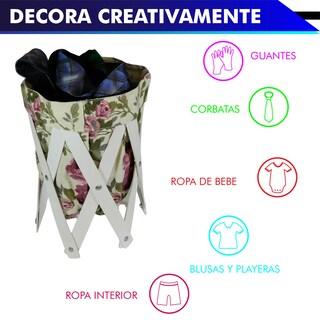 Foto 3 | Cesto Canasta Para Ropa Multiusos Pequeño De Lona Lavable De 39 X 24.5 Cm Varios Estampados Chic Fantasy