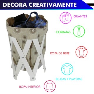 Foto 3 | Cesto Canasta Para Ropa Multiusos Pequeño De Lona Lavable Chic Fantasy De 39 X 24.5 Cm Varios Estampados