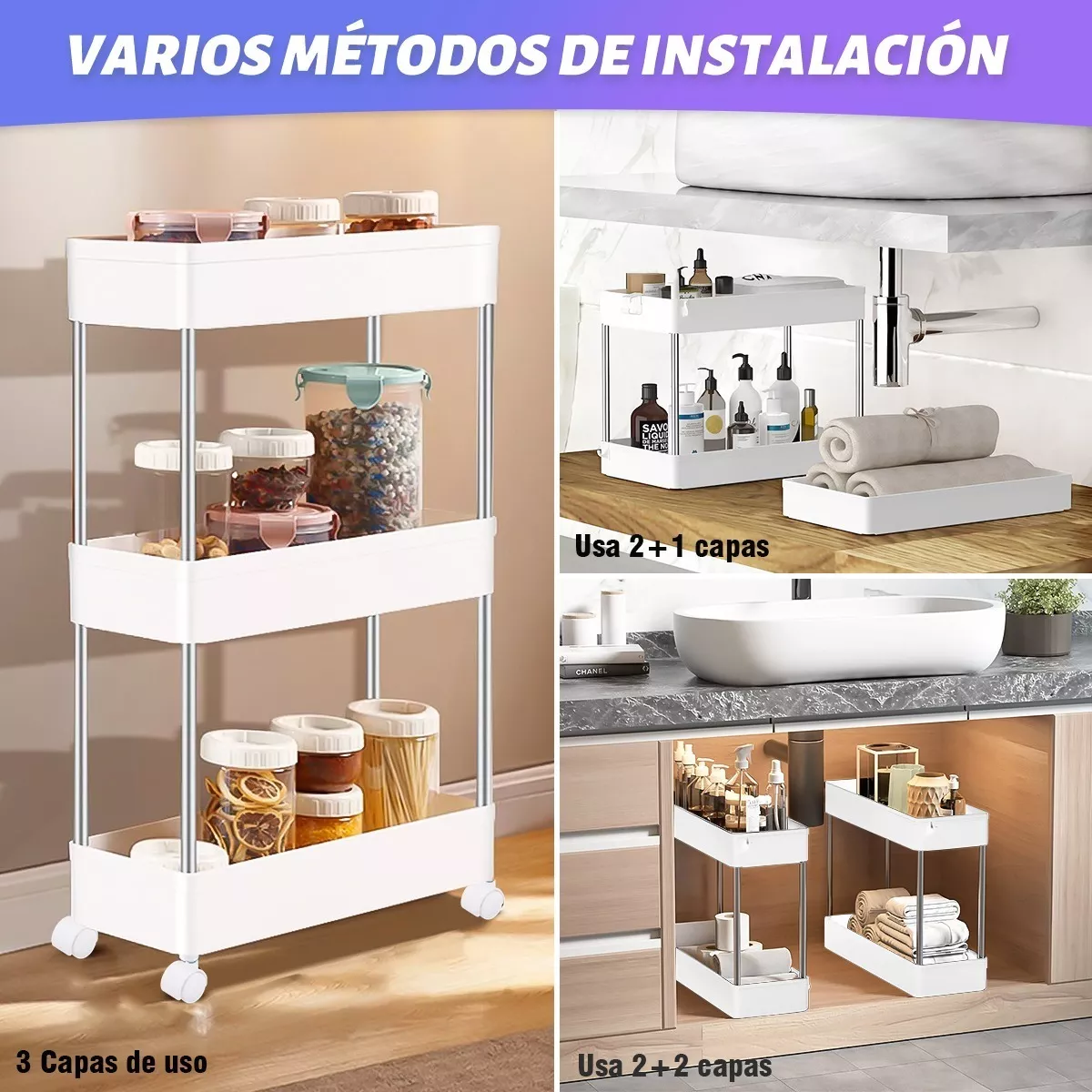 Foto 2 | Estante Organizador de 4 Niveles Belug color Blanco