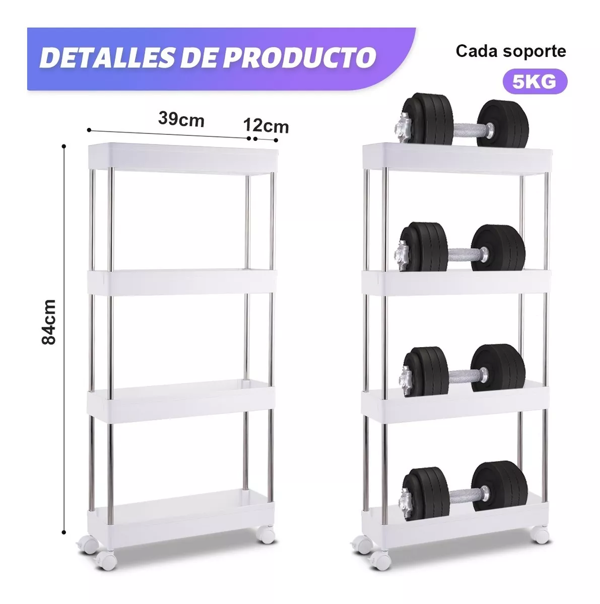 Foto 4 pulgar | Estante Organizador de 4 Niveles Belug color Blanco