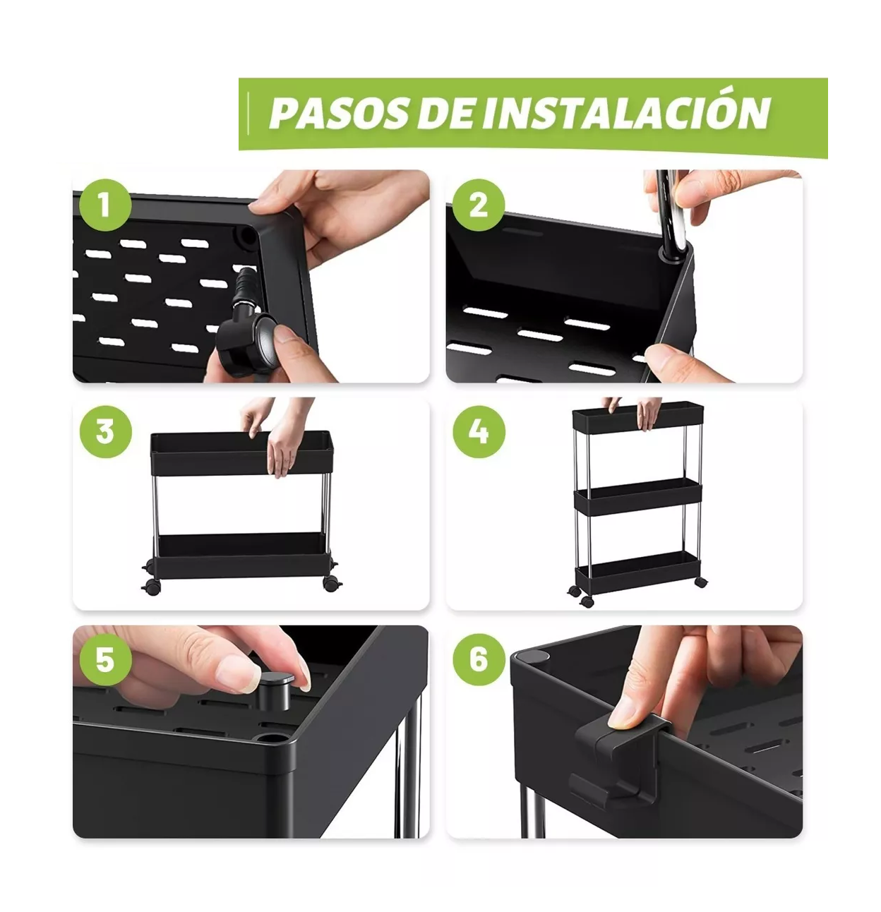 Foto 5 | Estante Organizador Belug color Negro 4 Niveles