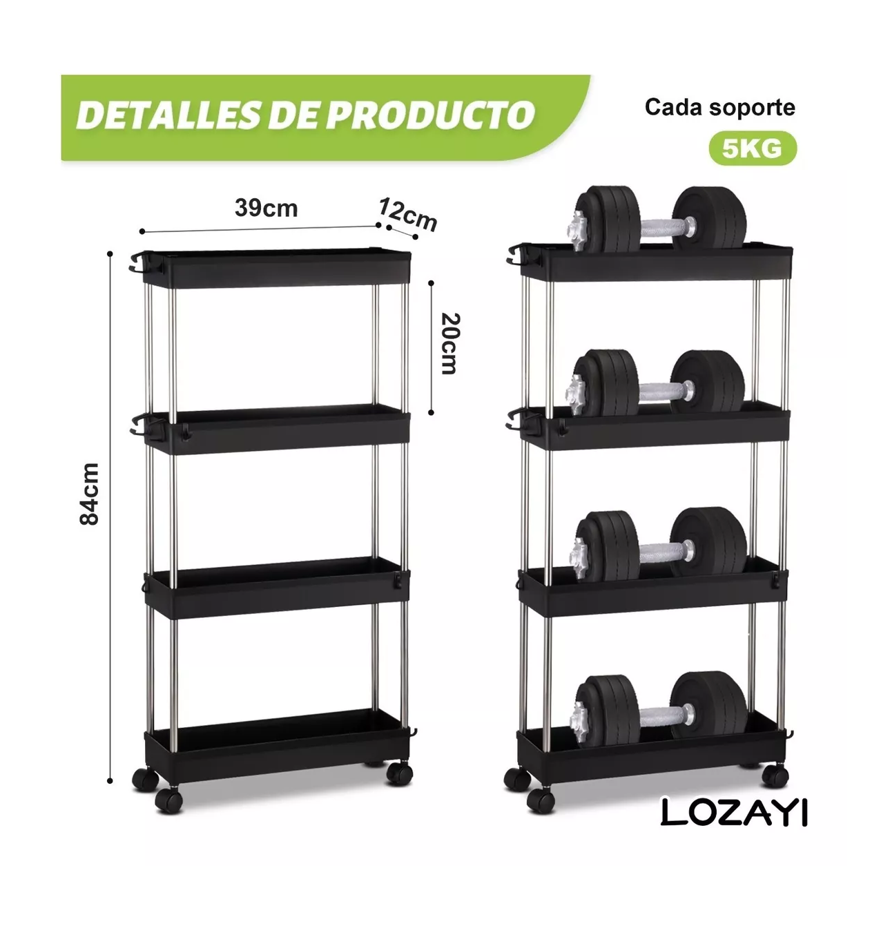 Foto 4 pulgar | Estante Organizador Belug de 4 Niveles para Cocina/Baño color Negro