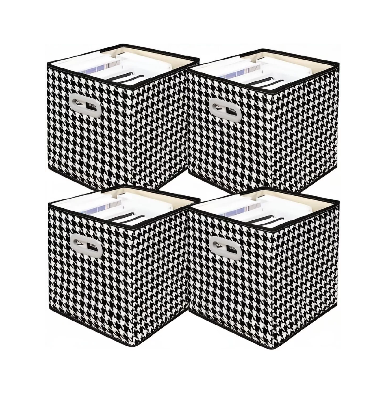 Foto 2 pulgar | Cajas Organizadoras Cesto Tela para Ropa Hogar Plegable Cuadros Negro con Blanco 4pcs