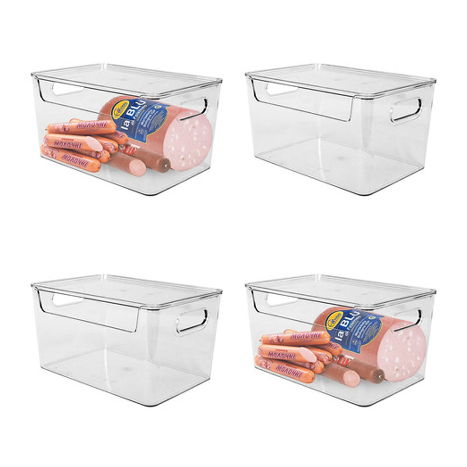 Set 4 Organizadores Jauz Improvement Para Refrigerador Plástico Con Tapa (j0460)