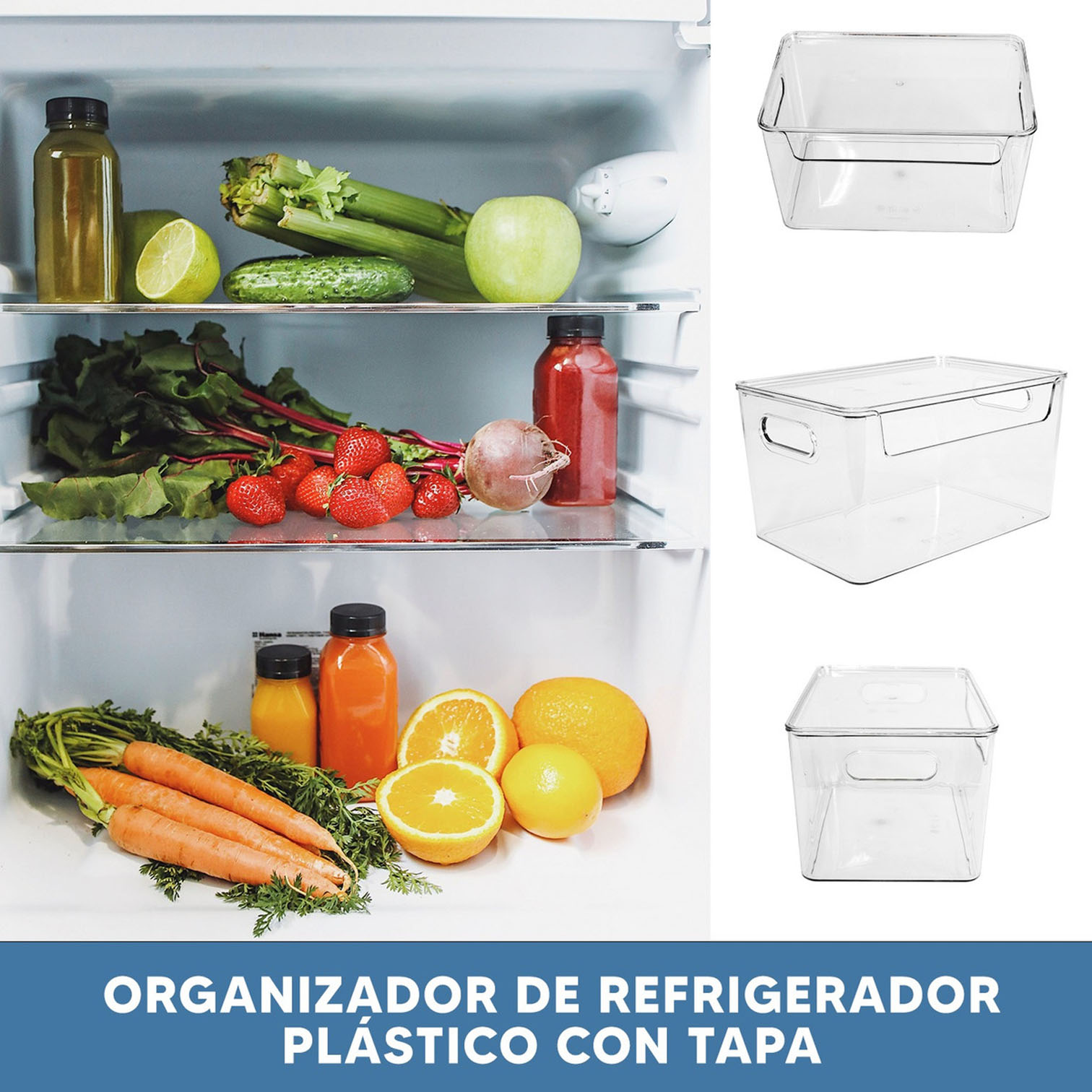 Foto 6 pulgar | Set 4 Organizadores Jauz Improvement Para Refrigerador Plástico Con Tapa (j0460)