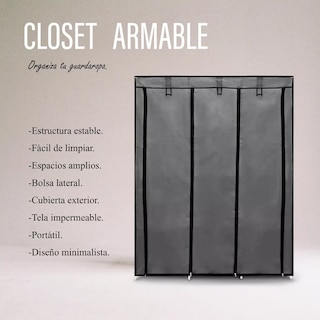 Foto 5 | Clóset Tipo Armario Plegable de Tela Con 3 Puertas Portátil
