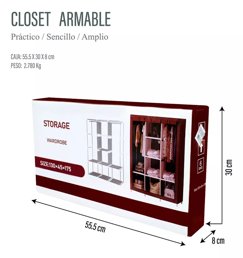 Foto 7 pulgar | Clóset Tipo Armario Plegable de Tela Con 3 Puertas Portátil