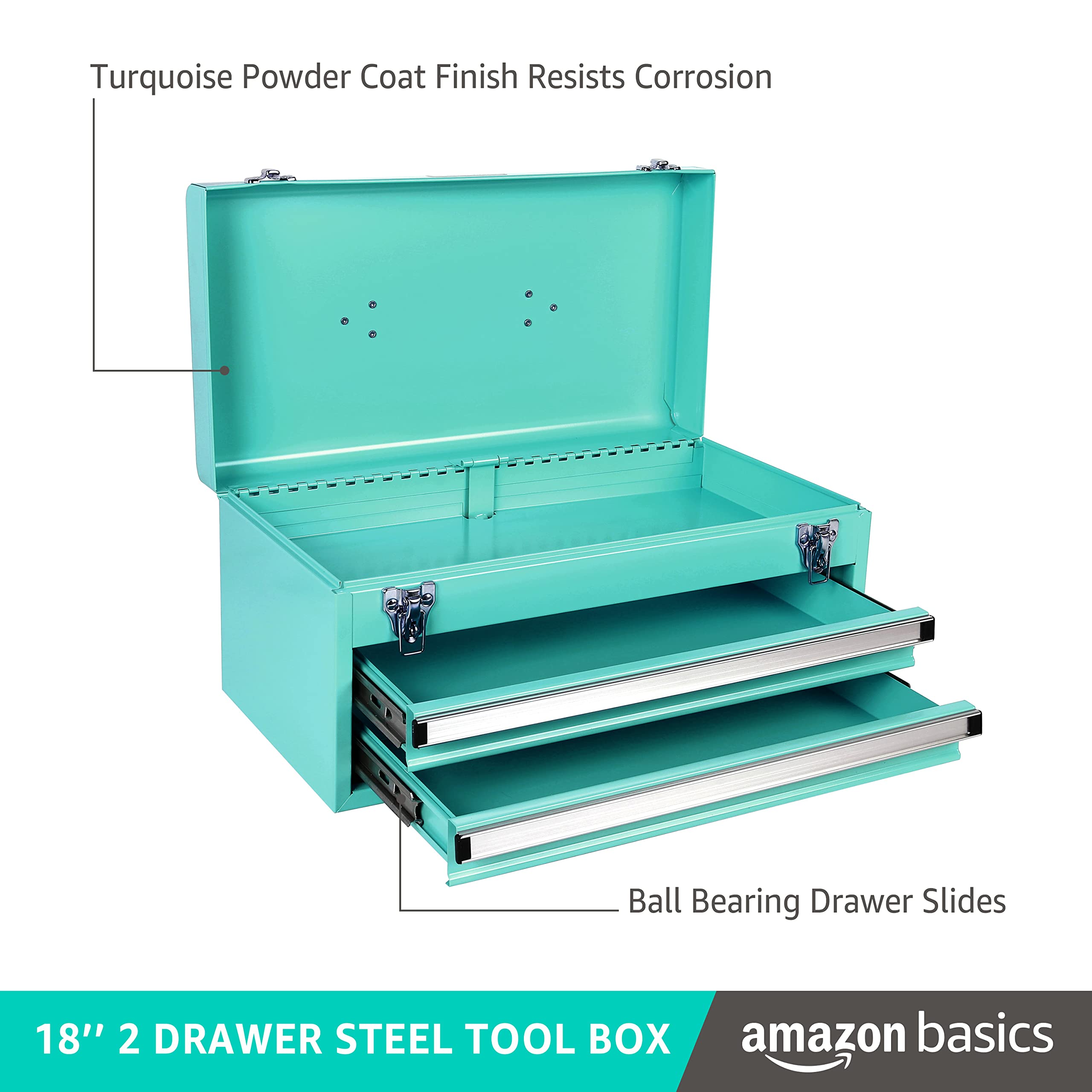 Foto 5 | Baúl Organizador Amazon Basics De Acero Turquesa Con 2 Cajones - Venta Internacional.