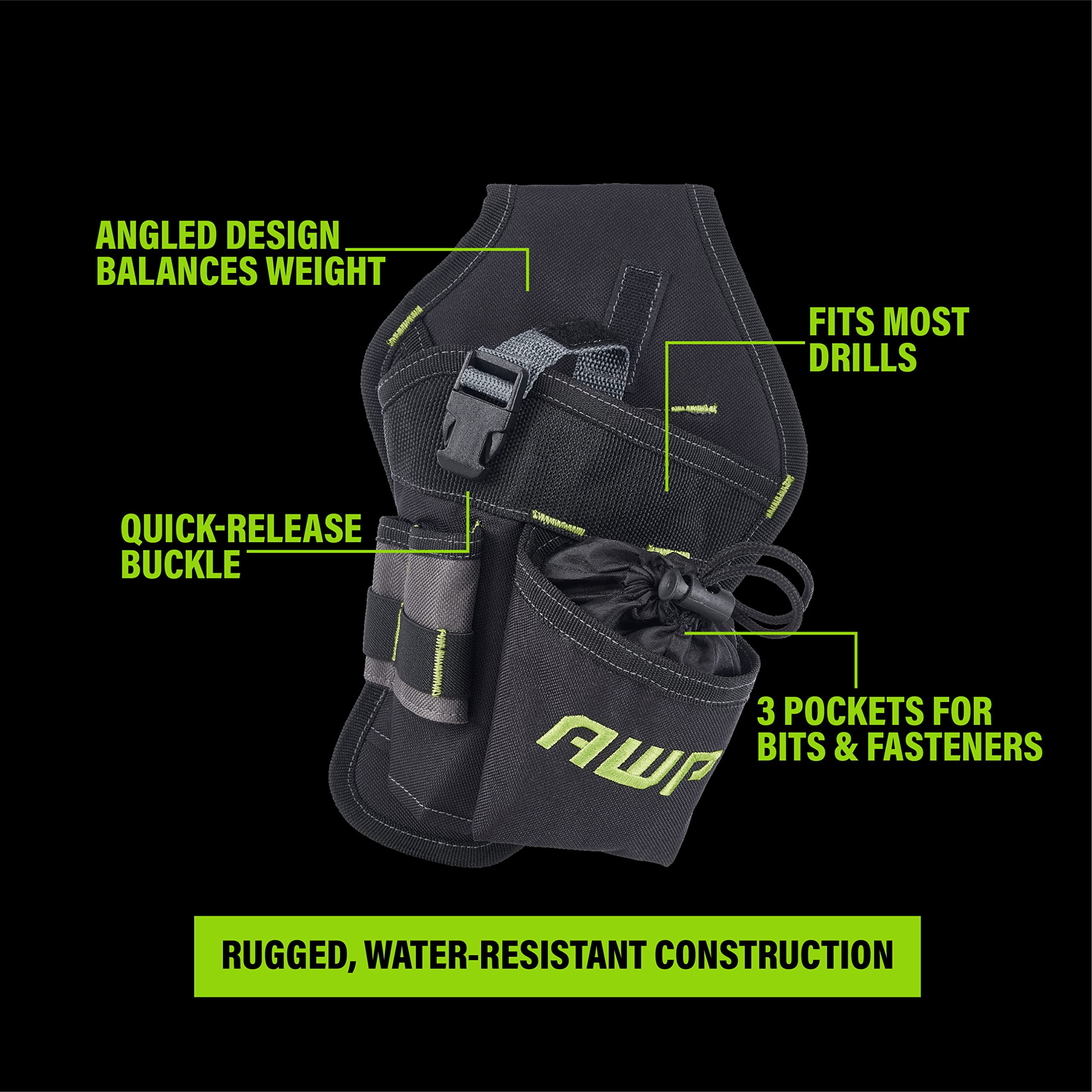Foto 7 pulgar | Funda para Taladro AWP en Ángulo de Poliéster Resistente Negra - Venta Internacional