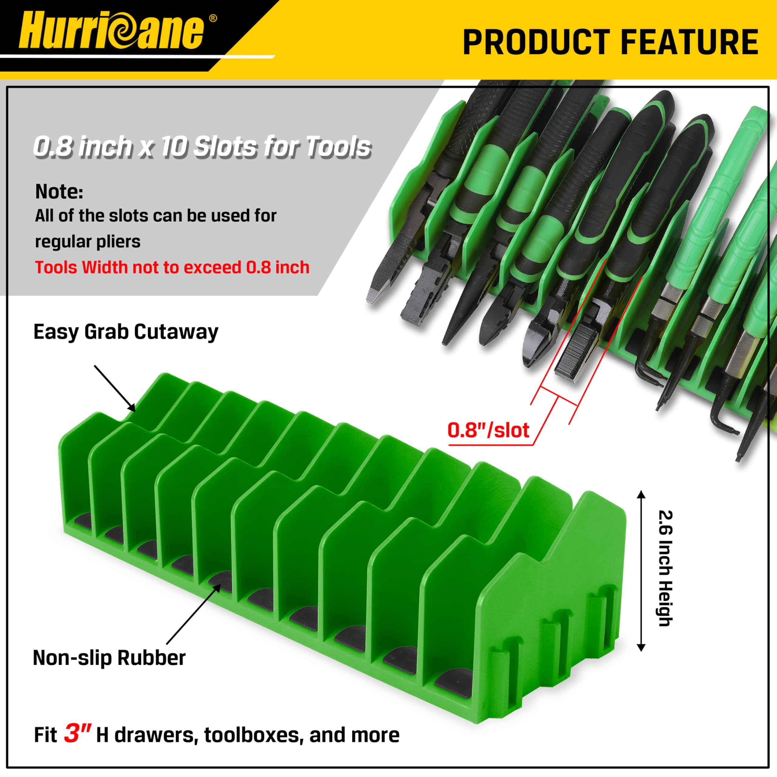 Foto 4 pulgar | Organizador de Alicates Hurricane con Base Antideslizante  Verde - Venta Internacional