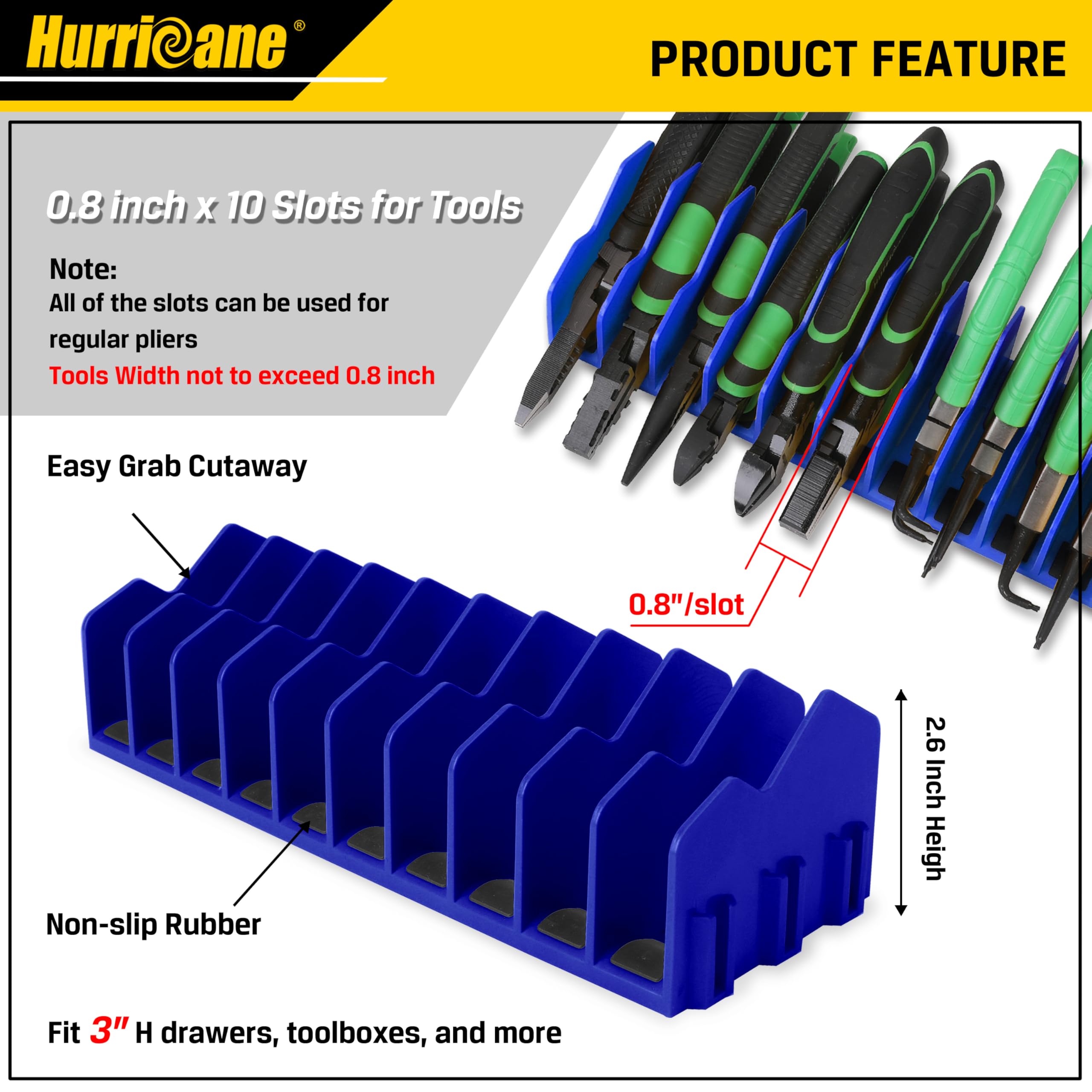 Foto 4 pulgar | Organizador de Alicates Hurricane con Base Antideslizante Azul - Venta Internacional