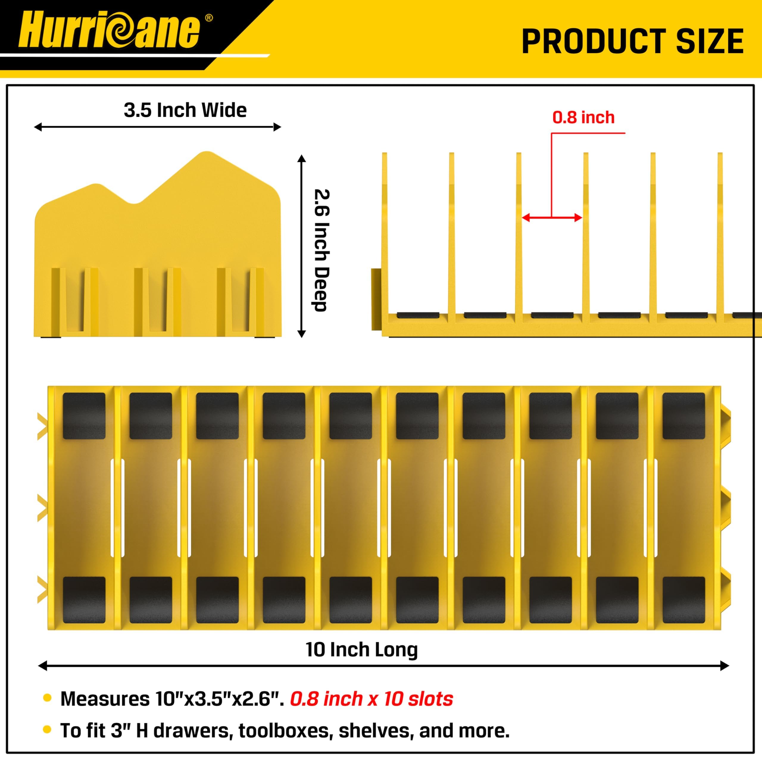 Foto 3 pulgar | Organizador de Alicates Hurricane con 10 Ranuras y Base Antideslizante Amarillo - Venta Internacional