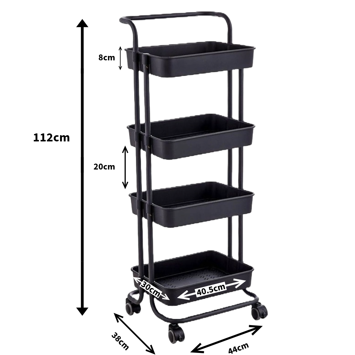 Foto 3 pulgar | Carrito Organizador Zomilux Negro de 4 Niveles