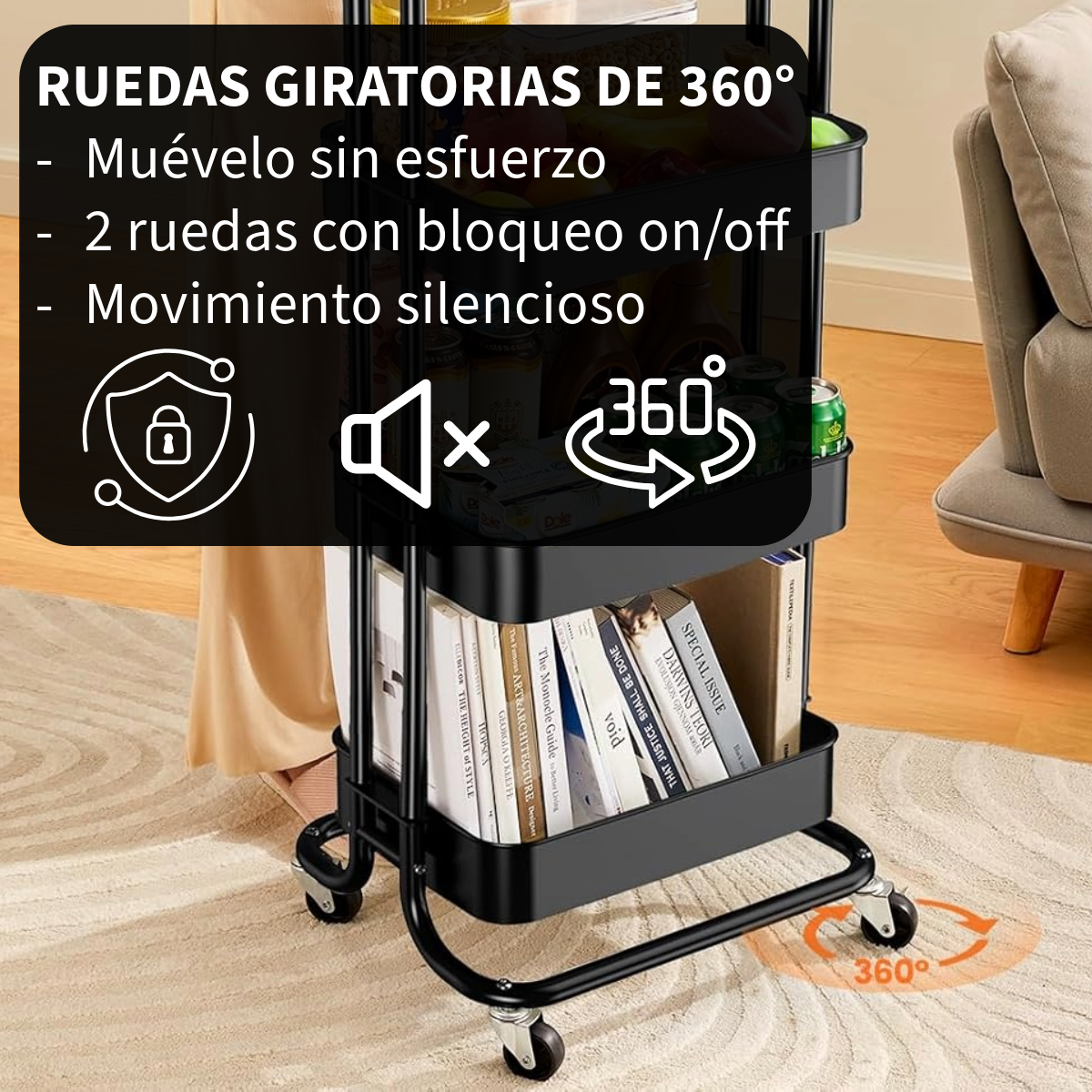Foto 4 pulgar | Carrito Organizador Zomilux Negro de 4 Niveles