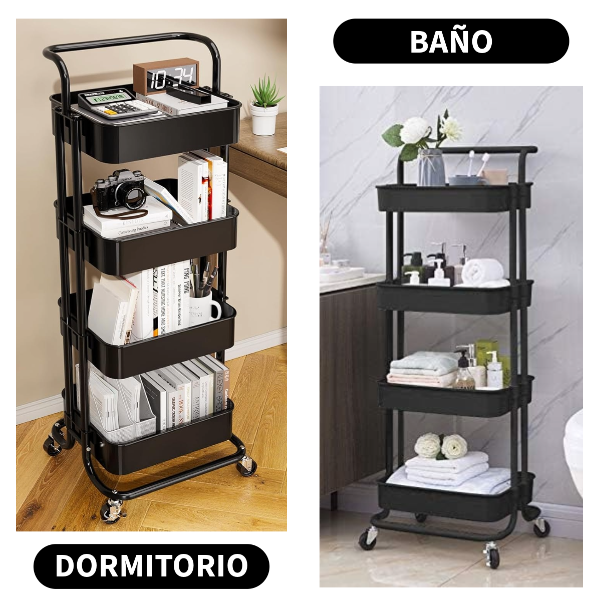 Foto 6 pulgar | Carrito Organizador Zomilux Negro de 4 Niveles