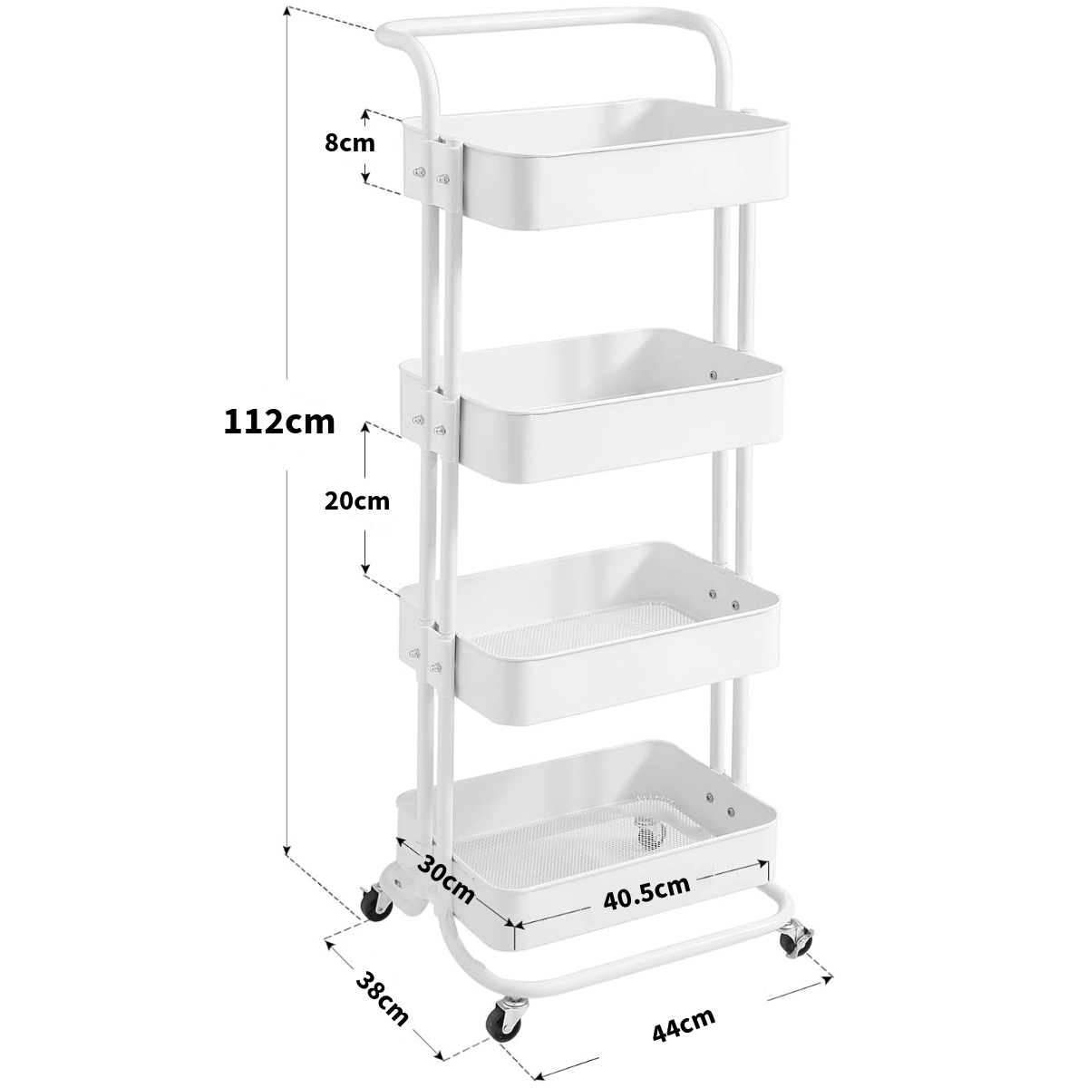 Foto 3 pulgar | Carrito Organizador Zomilux con Ruedas 4 Niveles Multiusos Blanco