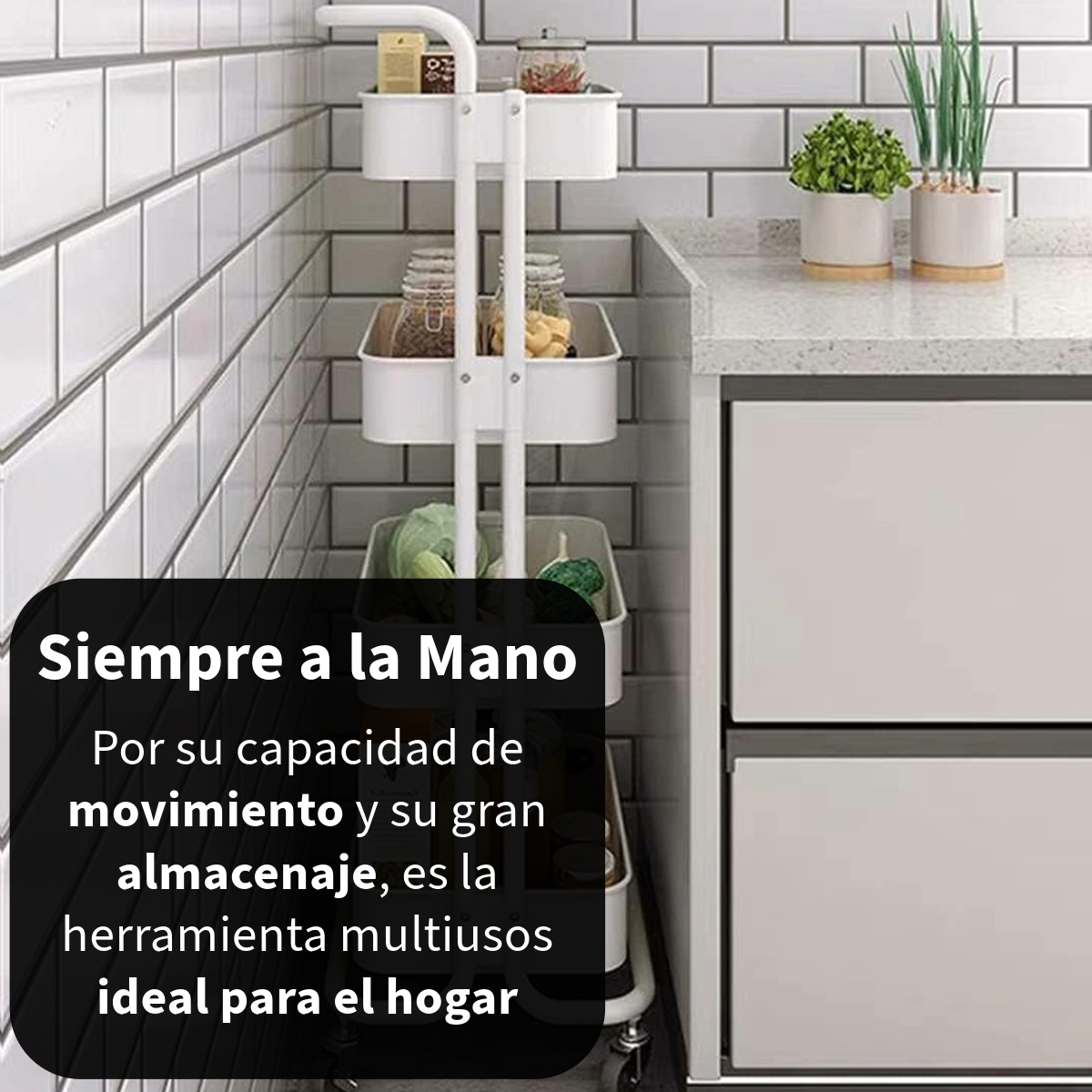 Foto 9 pulgar | Carrito Organizador Zomilux con Ruedas 4 Niveles Multiusos Blanco