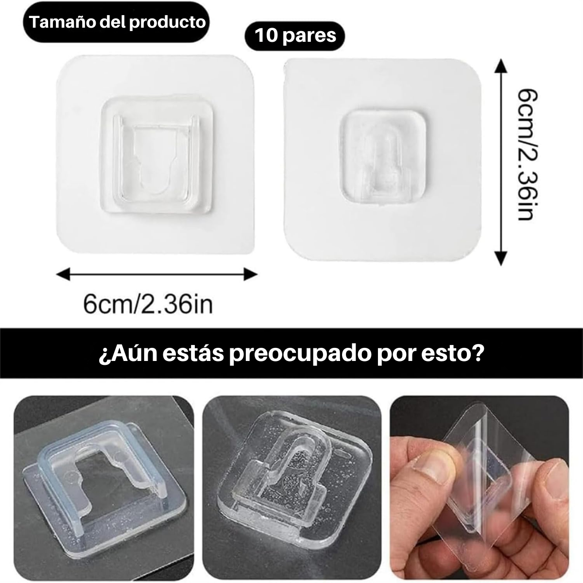 Foto 5 | Ganchos Dobles Autoadhesivos de Pared 20 Piezas