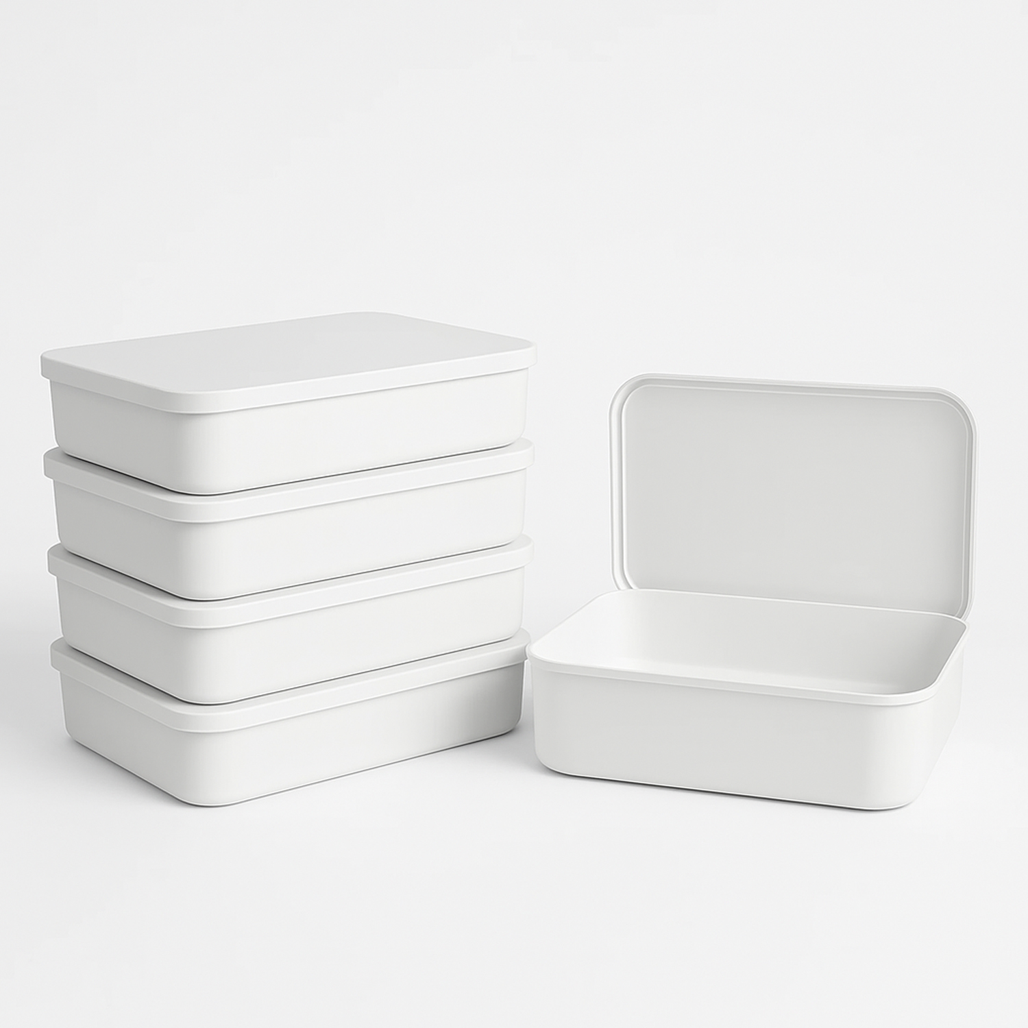 Foto 1 | Kit 5 Cajas Plástico Con Tapa Jauz Color Blanco