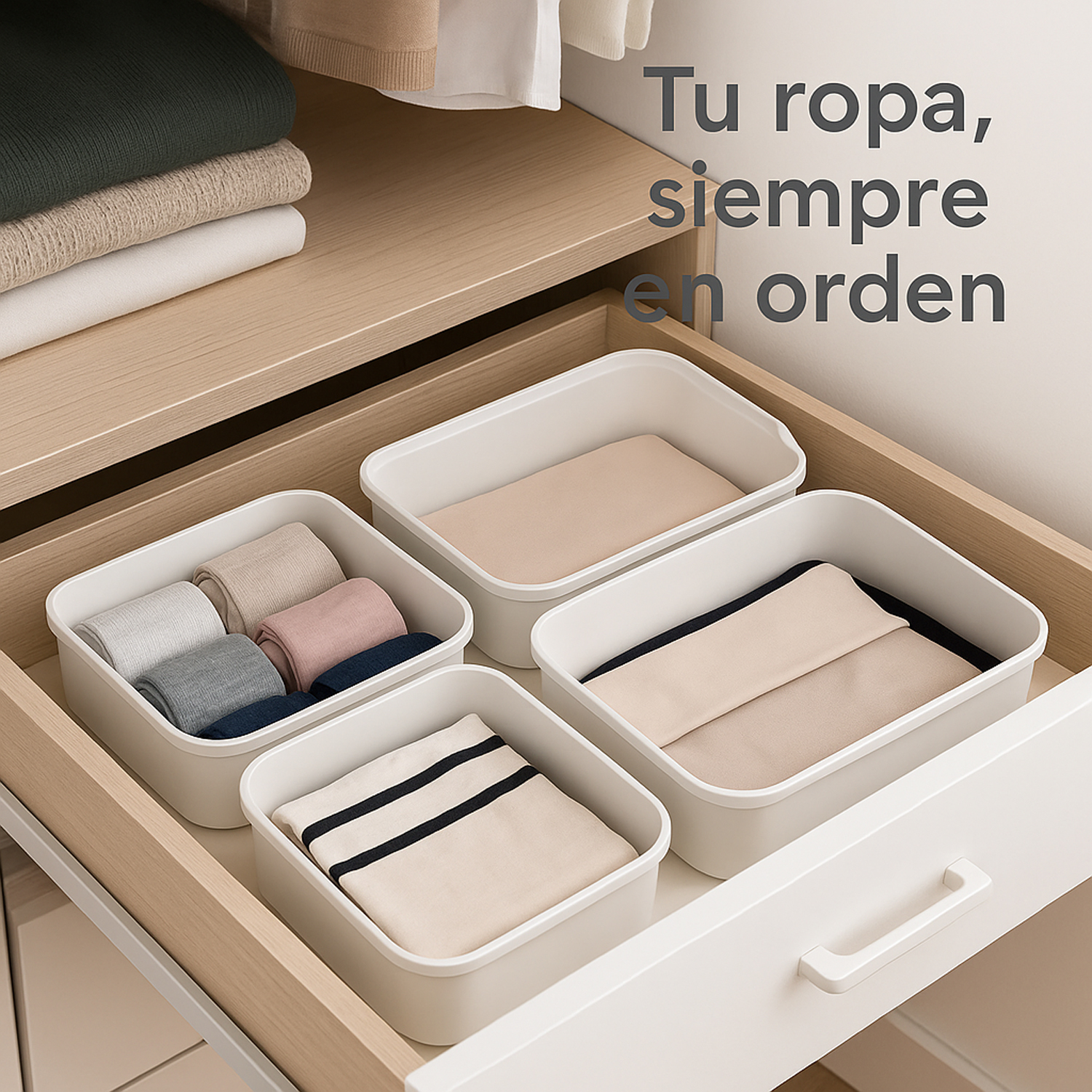 Foto 2 | Kit 5 Cajas Plástico Con Tapa Jauz Color Blanco