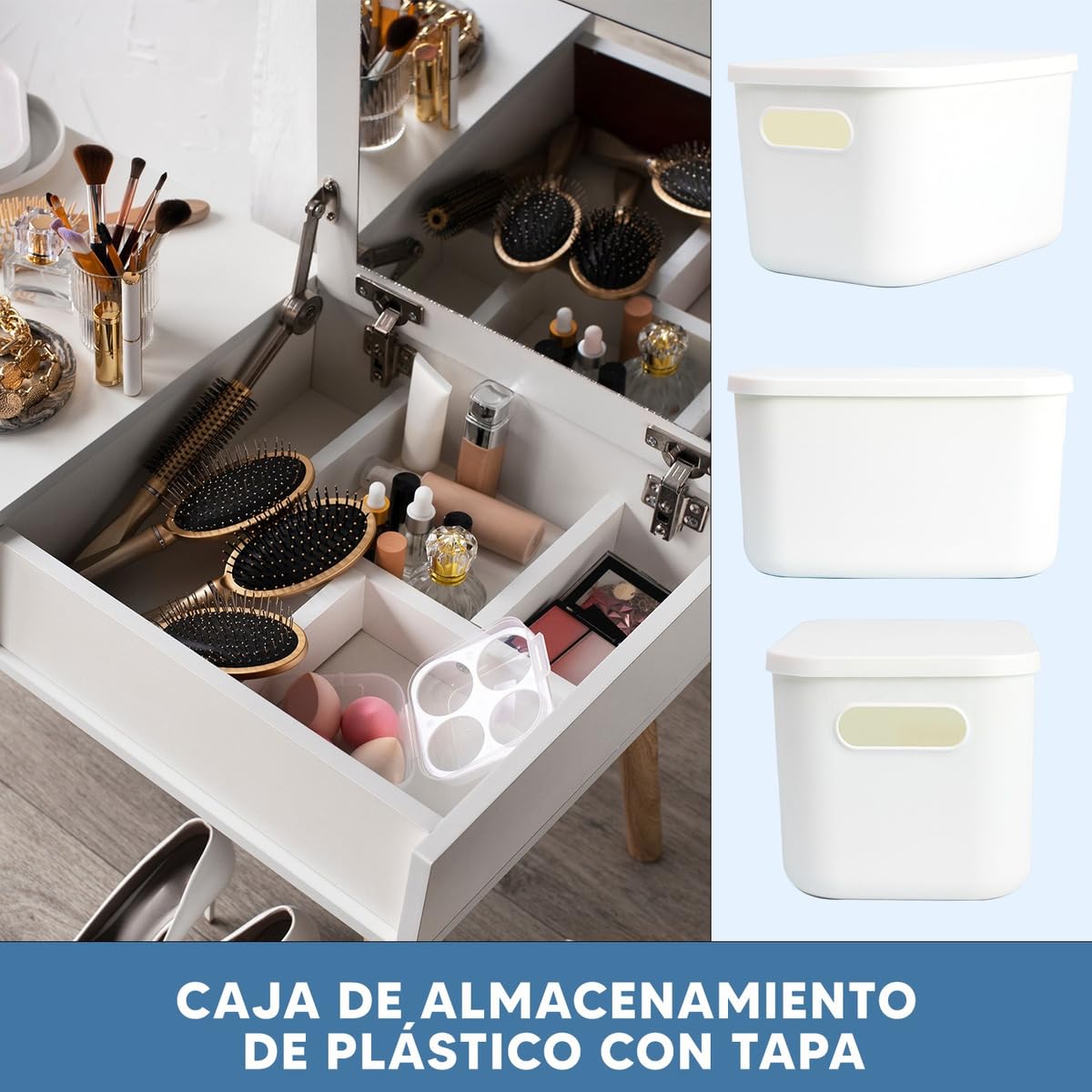 Foto 6 pulgar | 5 Cajas Organizadoras de Plástico Jauz Blancas