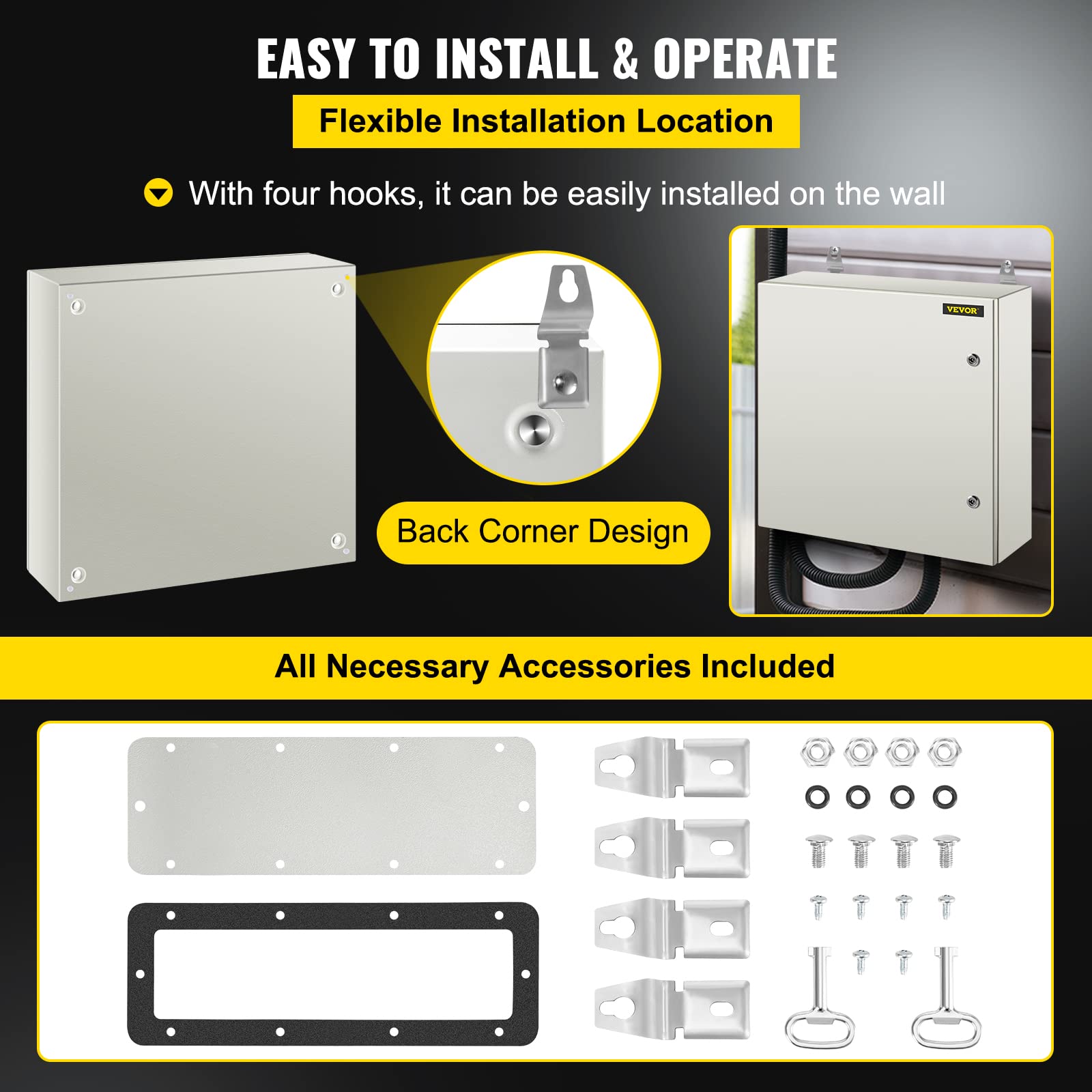 Foto 7 pulgar | Caja Eléctrica De Acero Vevor Nema 4x Carcasa 60x60x20 Cm Ip66 - Venta Internacional.