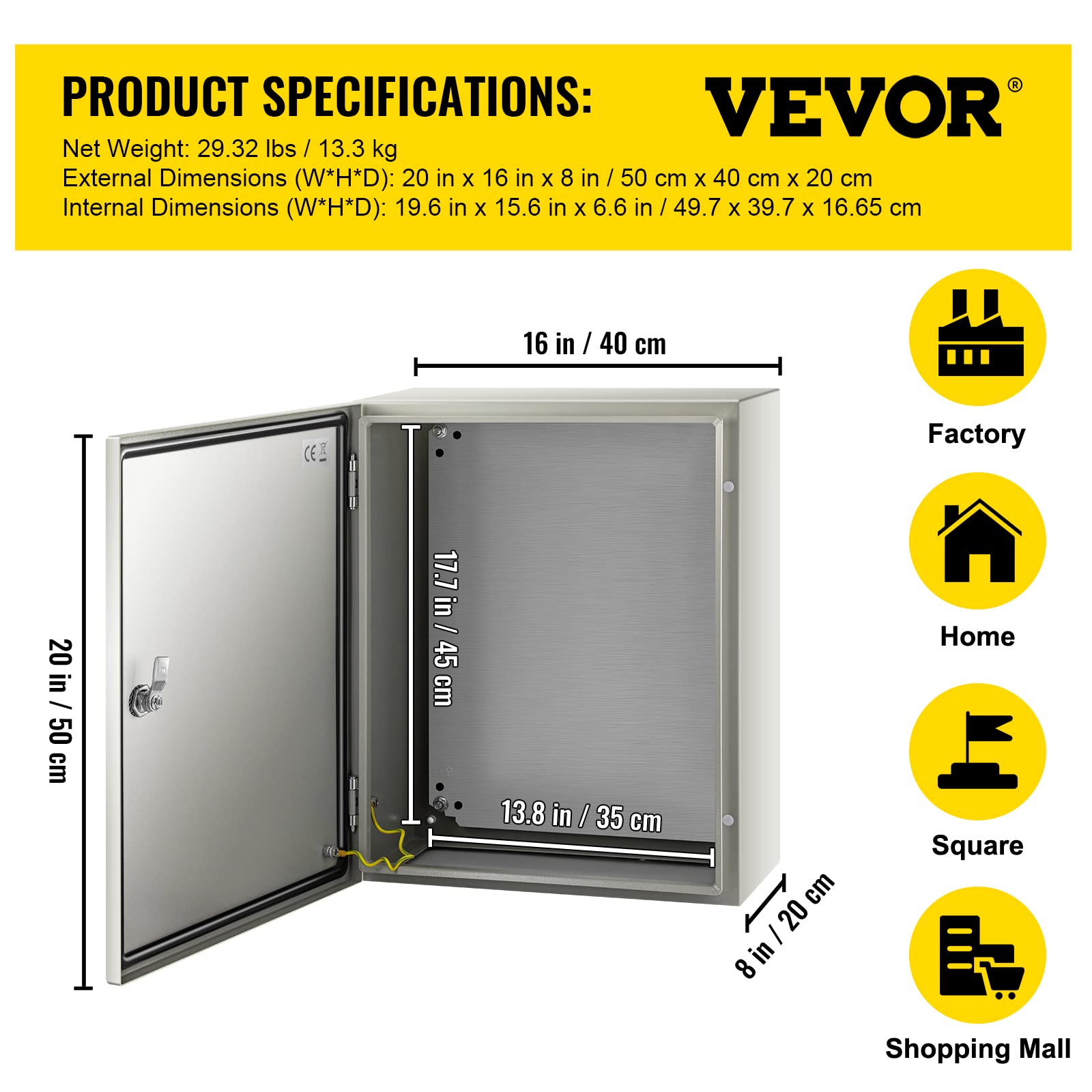 Foto 8 pulgar | Caja De Acero Vevor Nema 4x 20x16x8'' Con Placa De Montaje - Venta Internacional.