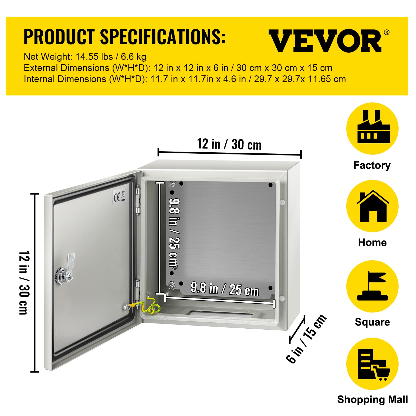 Foto 7 | Caja De Acero Vevor Nema 4x 30x30x15 Cm Con Placa De Montaje - Venta Internacional.