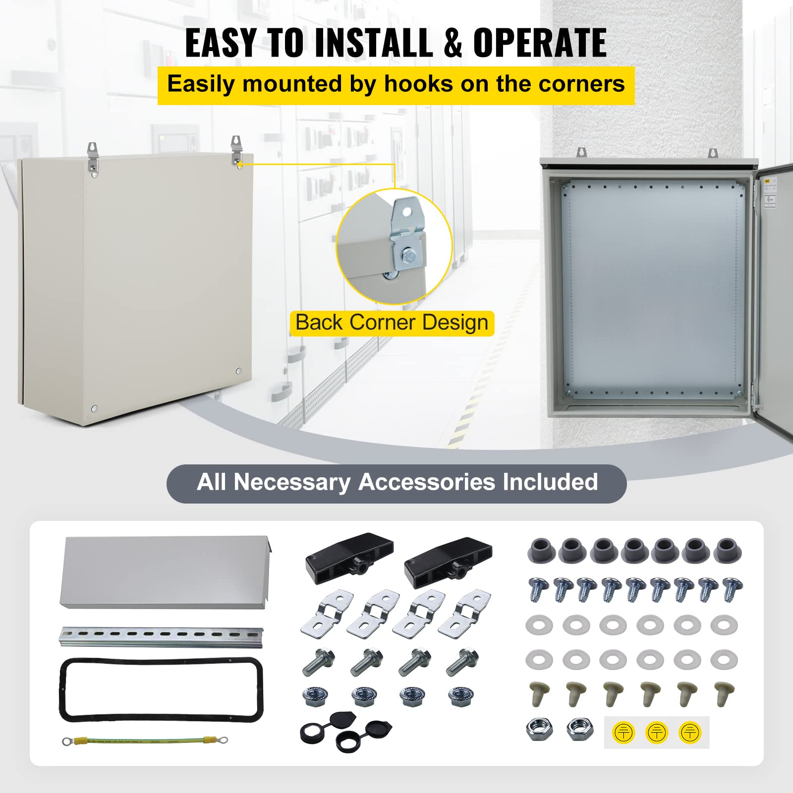 Foto 7 pulgar | Caja Eléctrica Vevor 24x24x8 Cm Nema 4 Ip65 Impermeable - Venta Internacional.