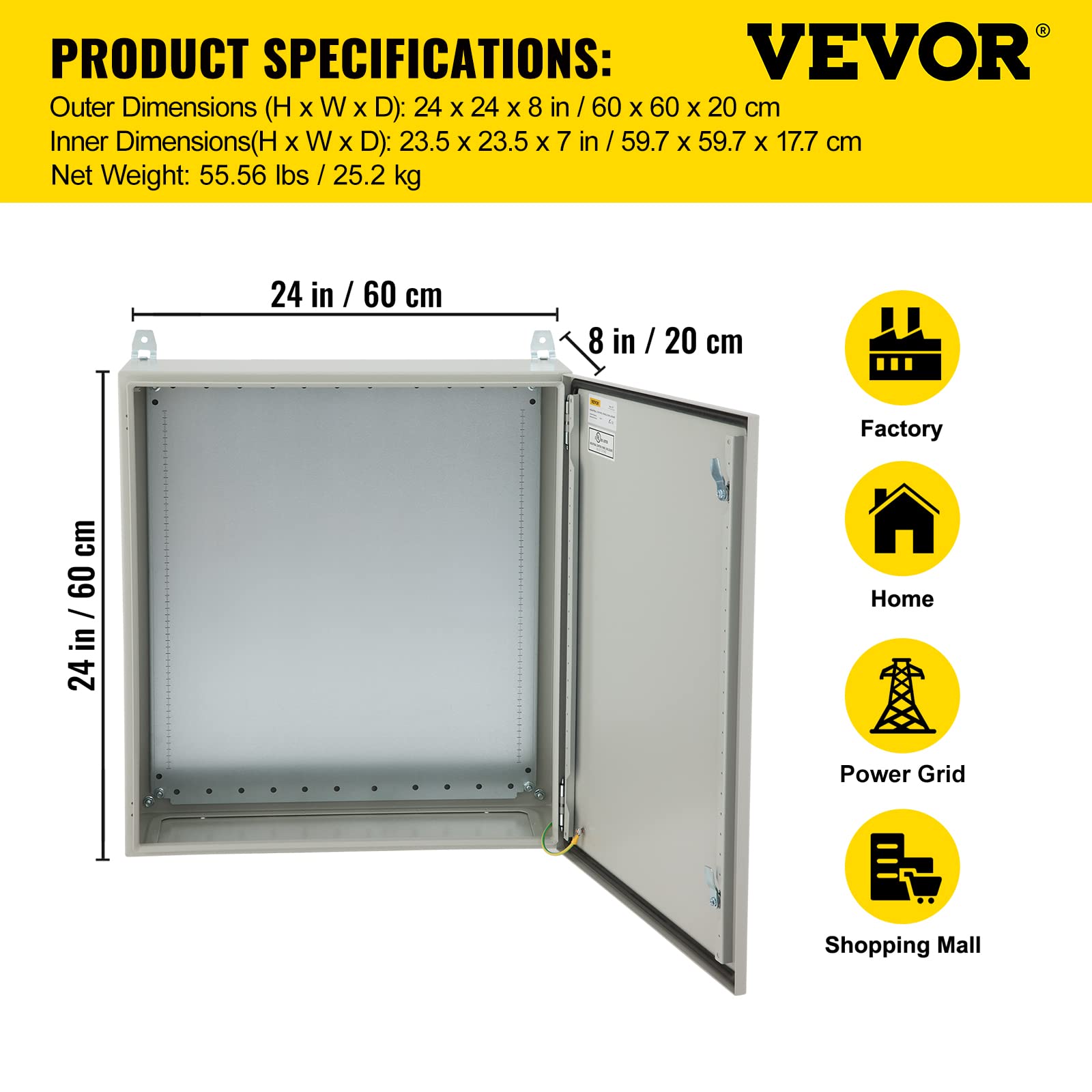 Foto 8 pulgar | Caja Eléctrica Vevor 24x24x8 Cm Nema 4 Ip65 Impermeable - Venta Internacional.