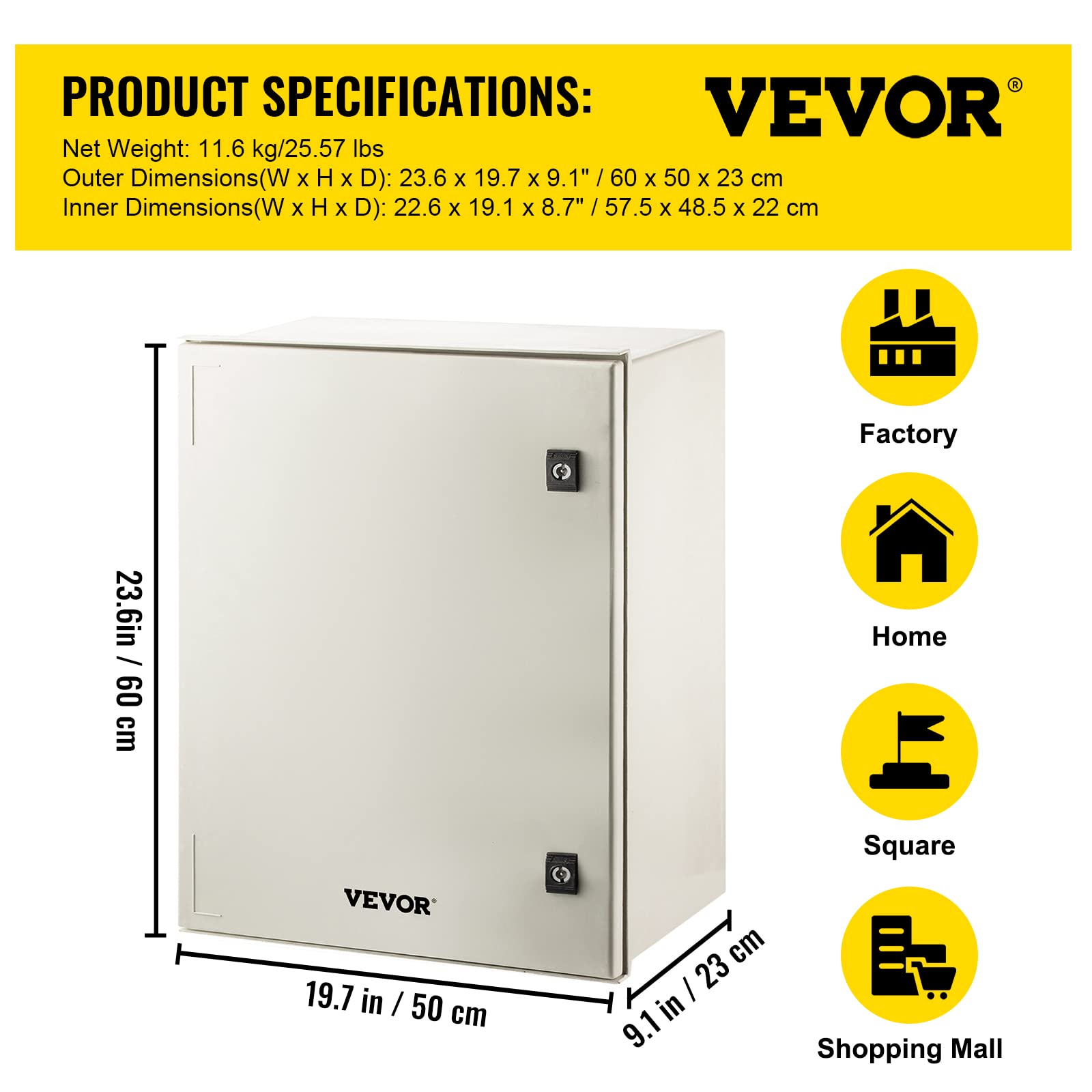 Foto 7 | Caja Eléctrica Vevor Fiberglass Ip66 60x50x23cm - Venta Internacional.