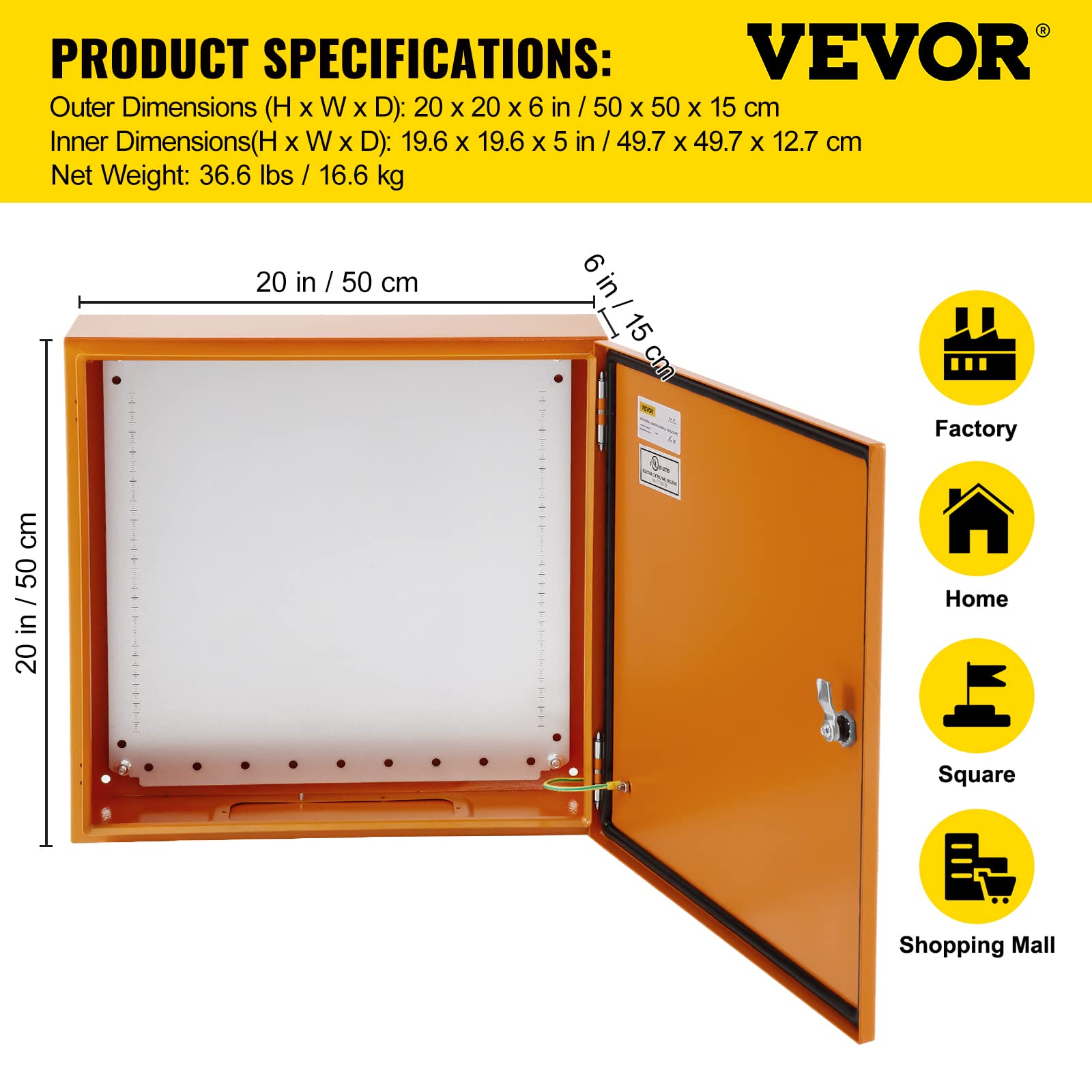 Foto 7 | Caja Eléctrica Vevor 20x20x6 Cm Nema 4 Ip65 Impermeable - Venta Internacional.