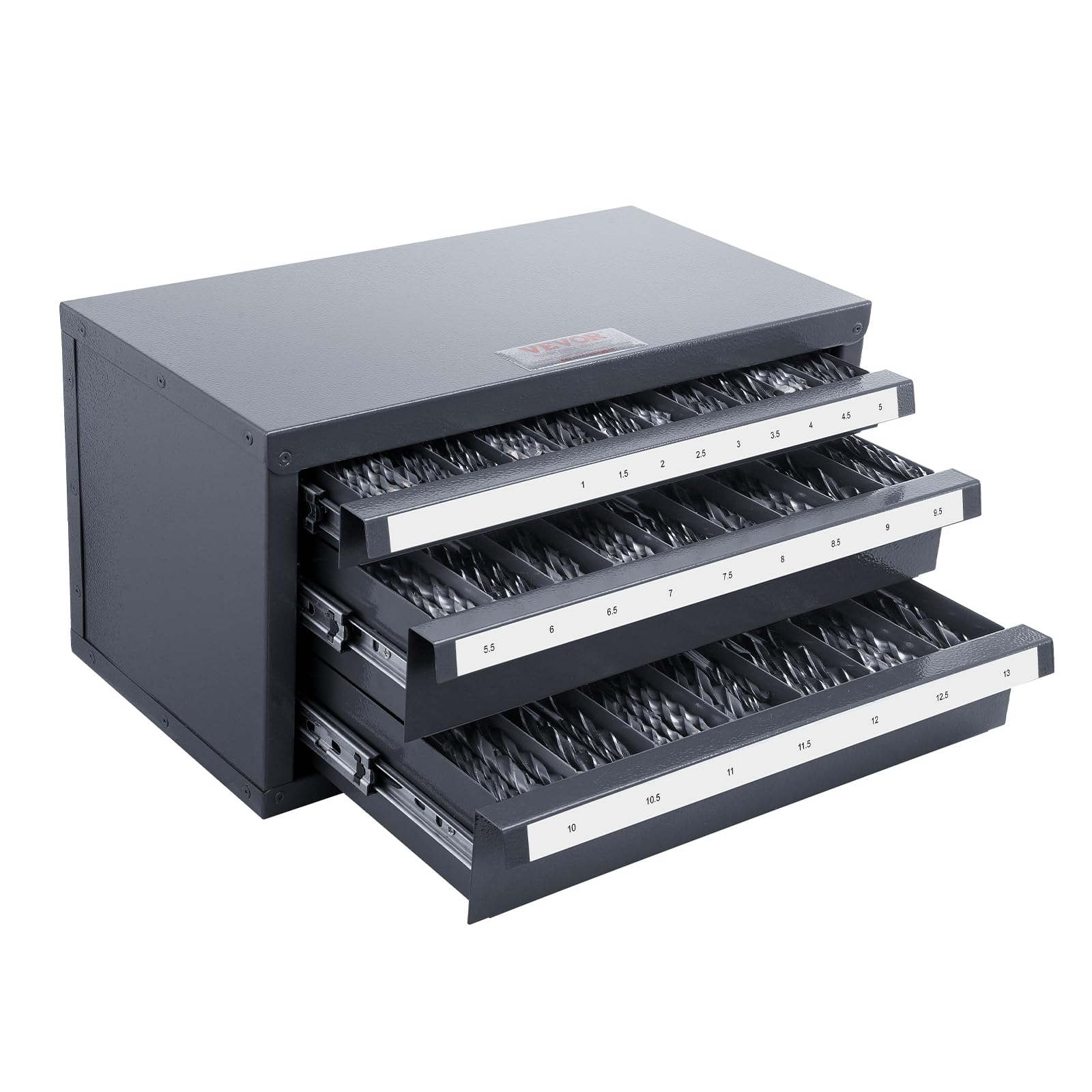 Organizador De Brocas Vevor, Armario De Acero Con Tres Cajones, 1-13 Mm - Venta Internacional.