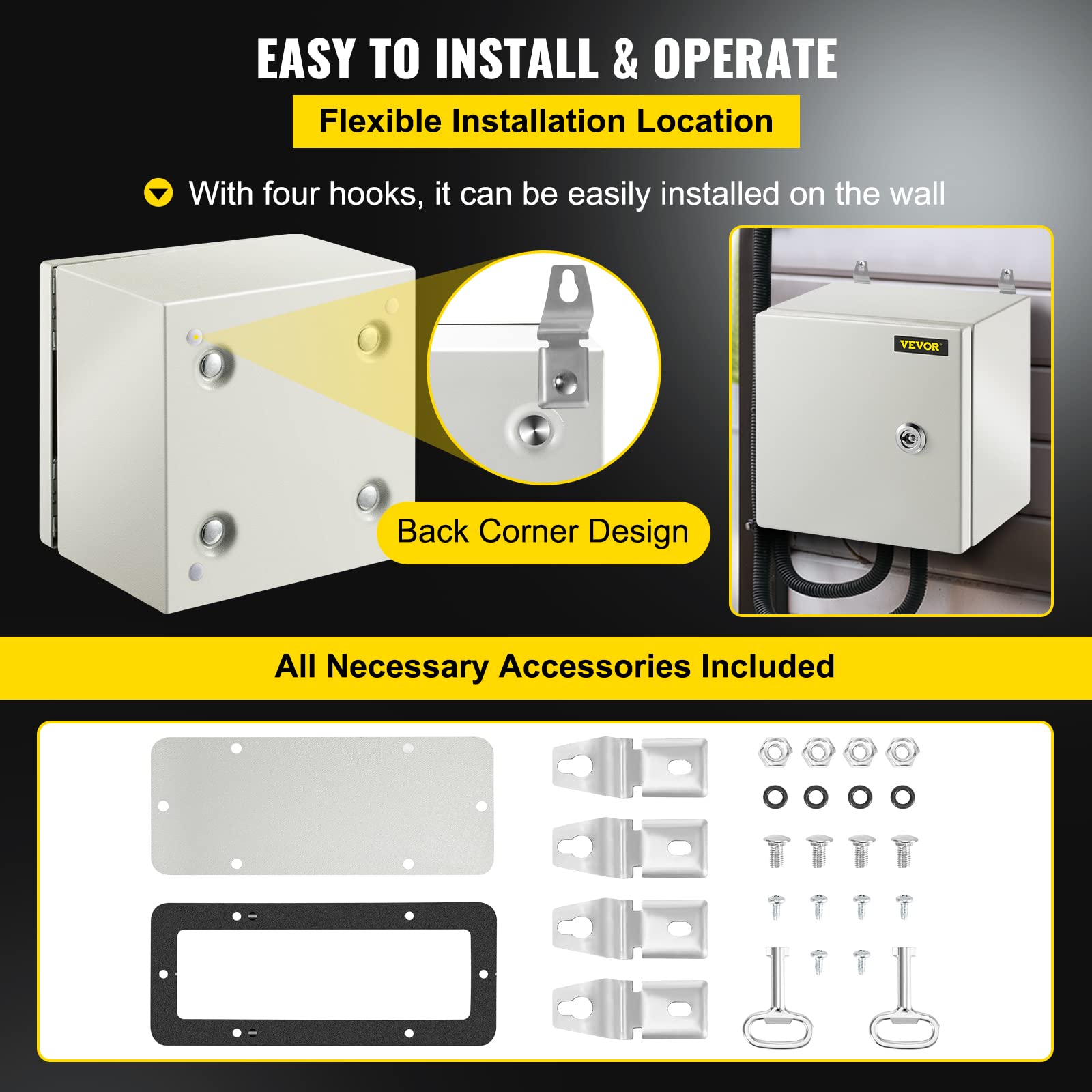 Foto 7 pulgar | Caja Eléctrica De Acero Vevor Nema 4x Carcasa 20x20x15 Cm Ip66 - Venta Internacional.