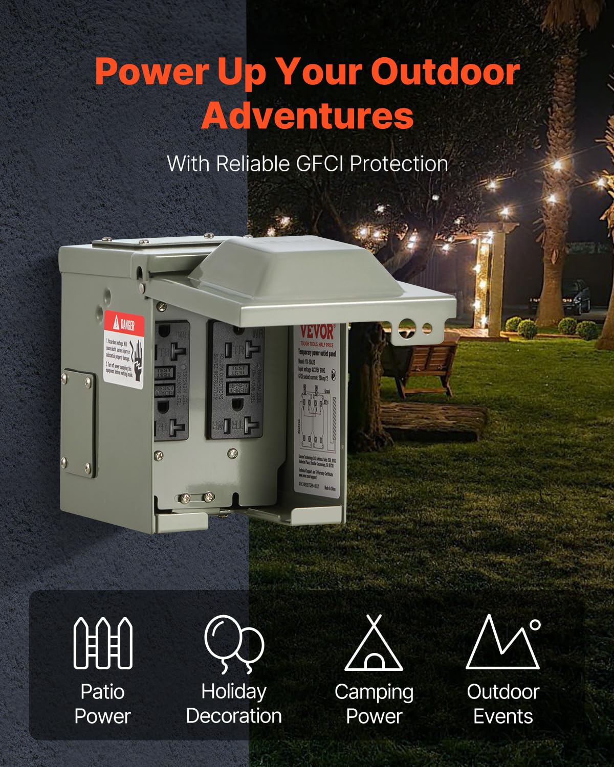 Foto 4 pulgar | Caja de Enchufe Eléctrica para Exterior VEVOR con Doble Receptáculo GFCI de 20A -  Venta Internacional