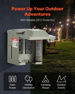 Foto 3 | Caja de Enchufe Eléctrica para Exterior VEVOR con Doble Receptáculo GFCI de 20A - Venta Internacional