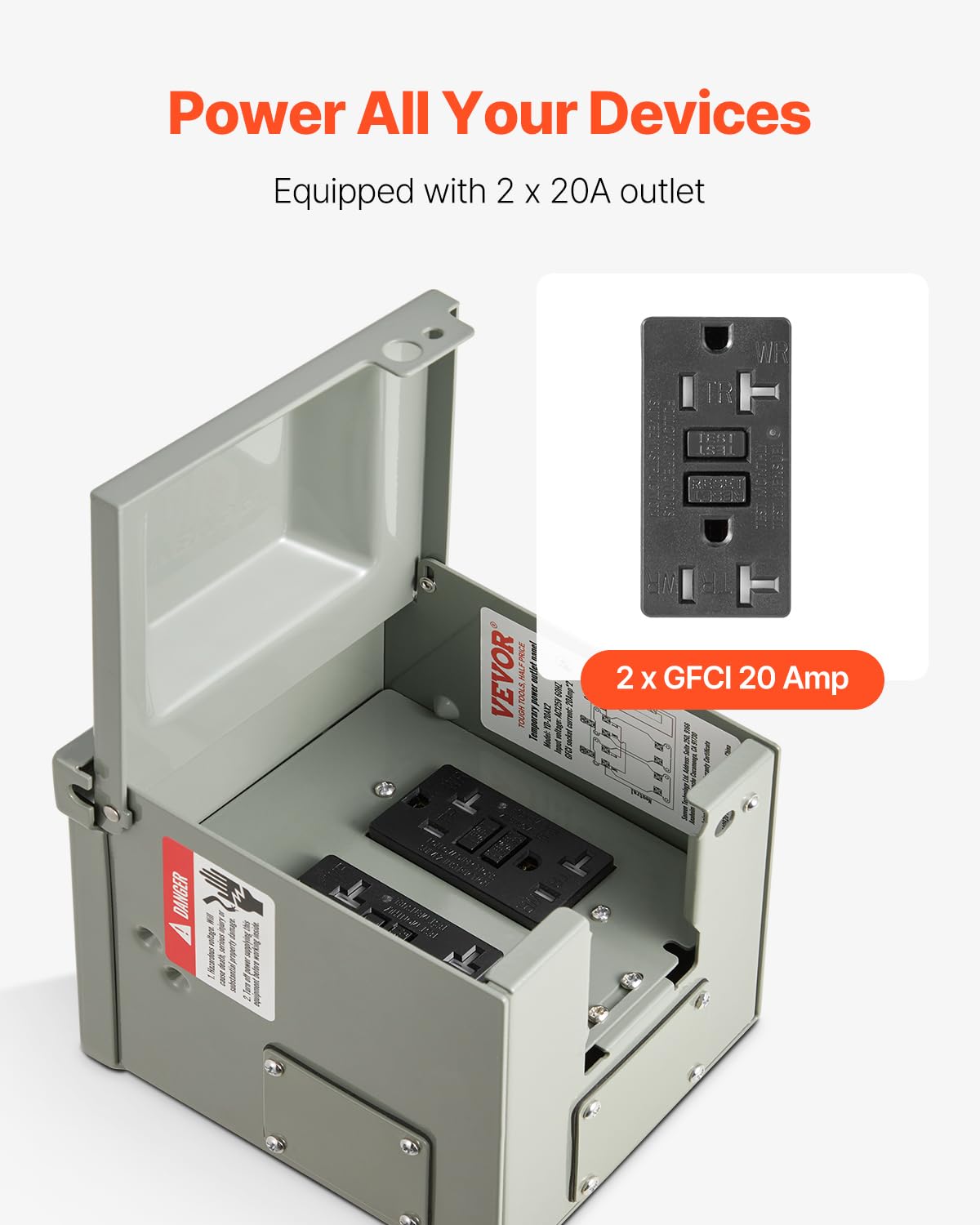 Foto 5 pulgar | Caja de Enchufe Eléctrica para Exterior VEVOR con Doble Receptáculo GFCI de 20A -  Venta Internacional