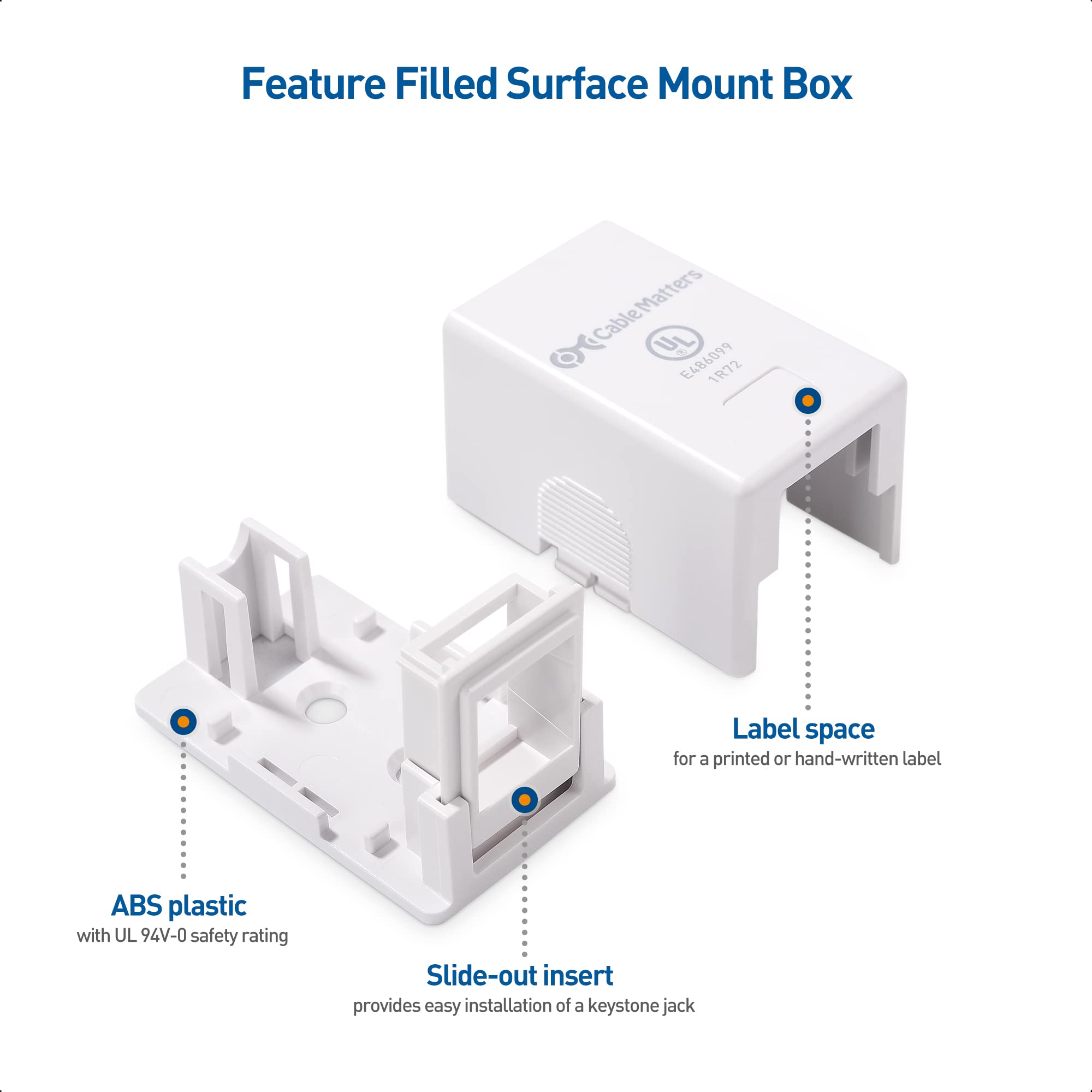 Foto 3 pulgar | Surface Mount Box Cable Matters, Certificado Ul, Paquete De 10 Unidades, Color Blanco - Venta Internacional.